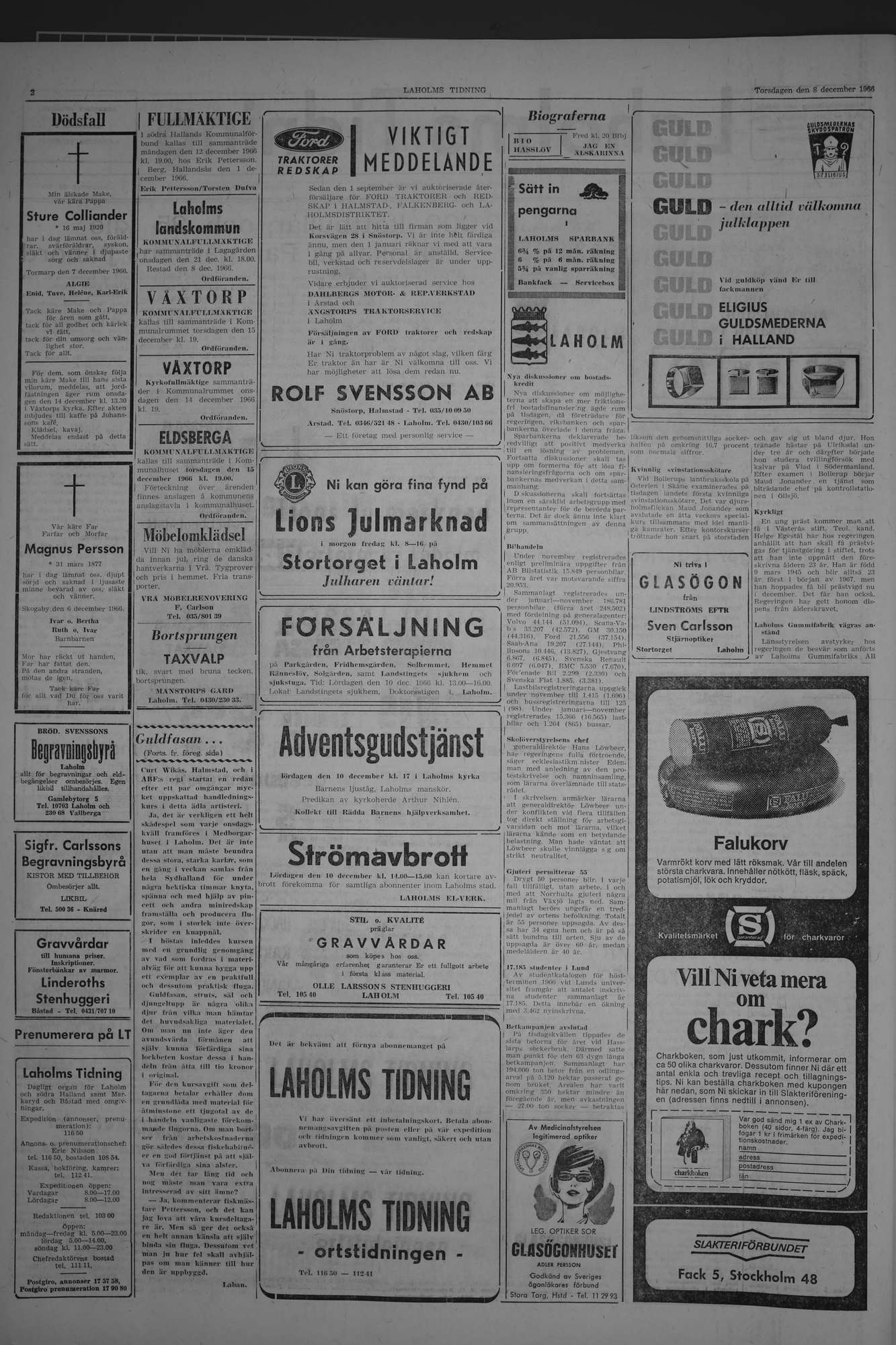 Laholms Tidning Torsdag 8 december 1966, sida 2