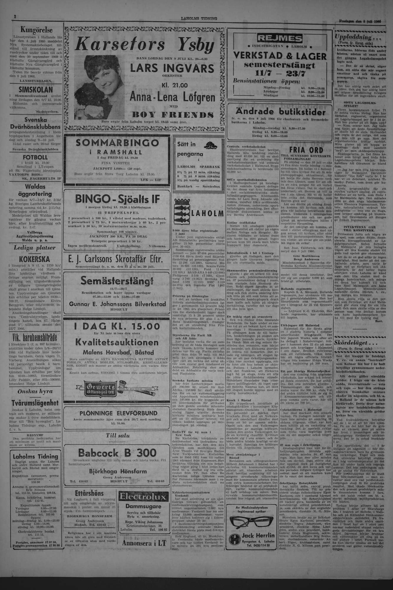 Laholms Tidning Fredag 8 juli 1966, sida 2
