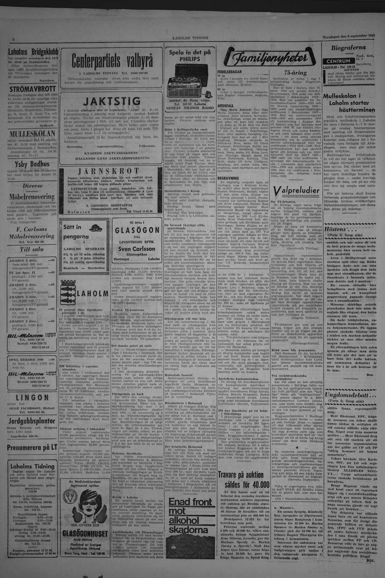 Laholms Tidning Torsdag 8 september 1966, sida 2