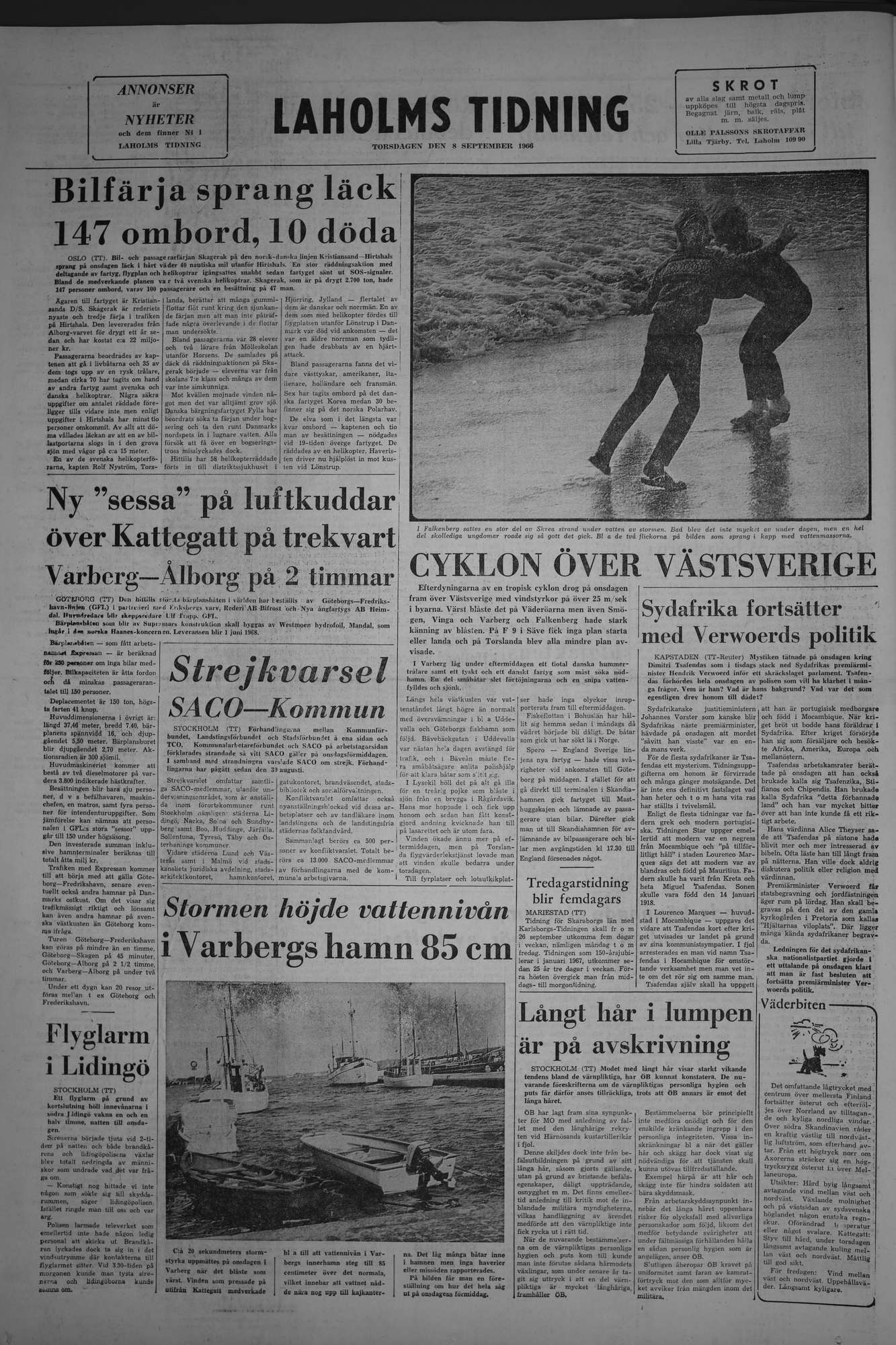 Laholms Tidning Torsdag 8 september 1966, sida 8