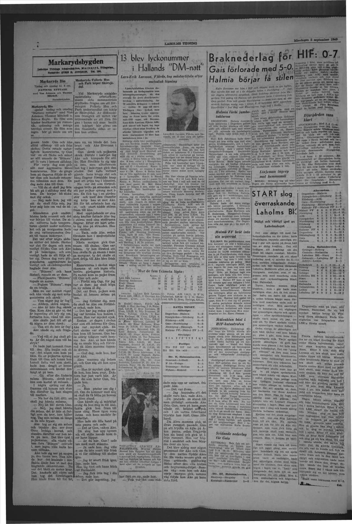 Laholms Tidning Måndag 5 september 1949, sida 4