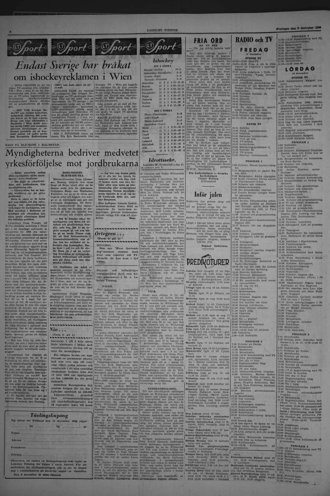 Laholms Tidning Fredag 9 december 1966, sida 6