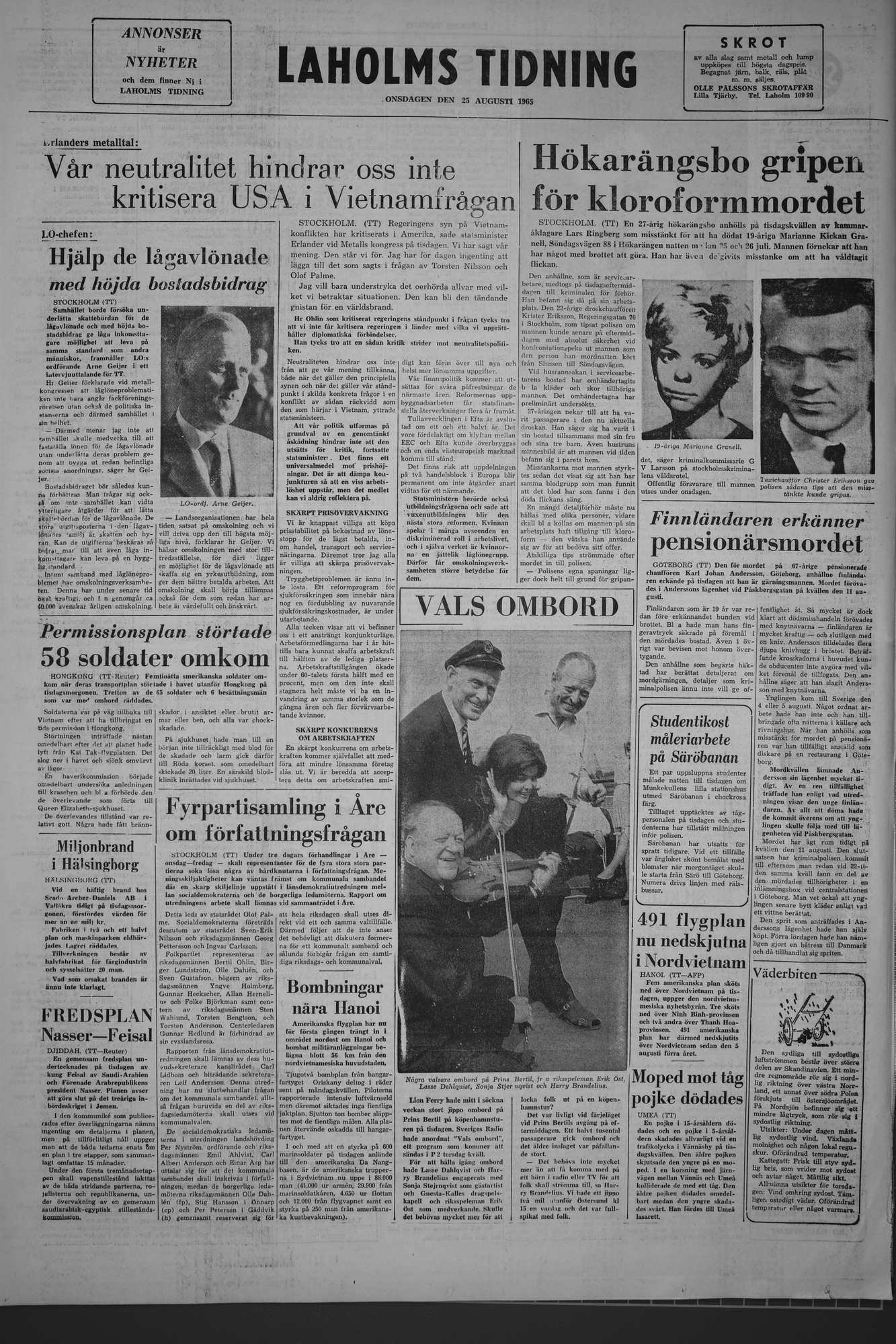 Laholms Tidning Onsdag 25 augusti 1965, sida 8