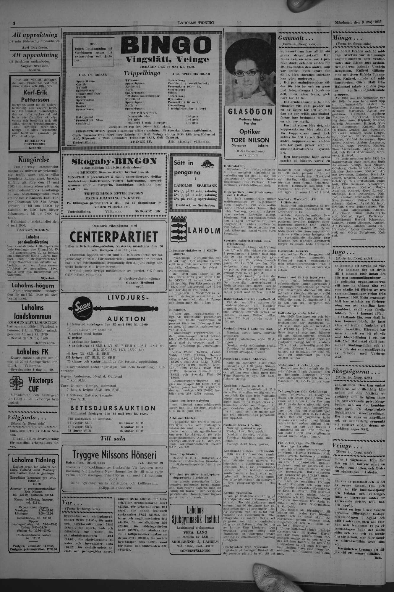 Laholms Tidning Måndag 9 maj 1966, sida 2