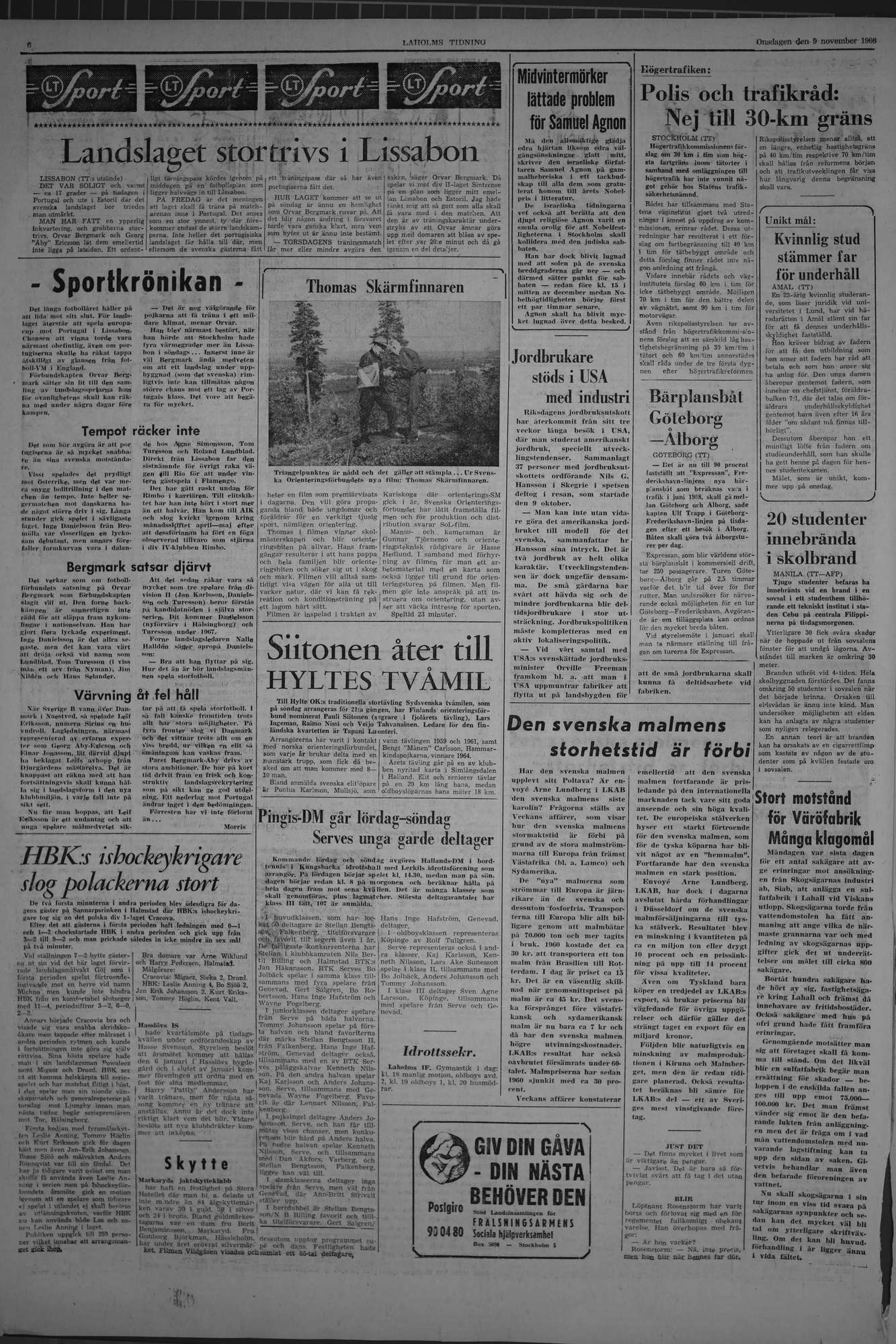 Laholms Tidning Onsdag 9 november 1966, sida 6