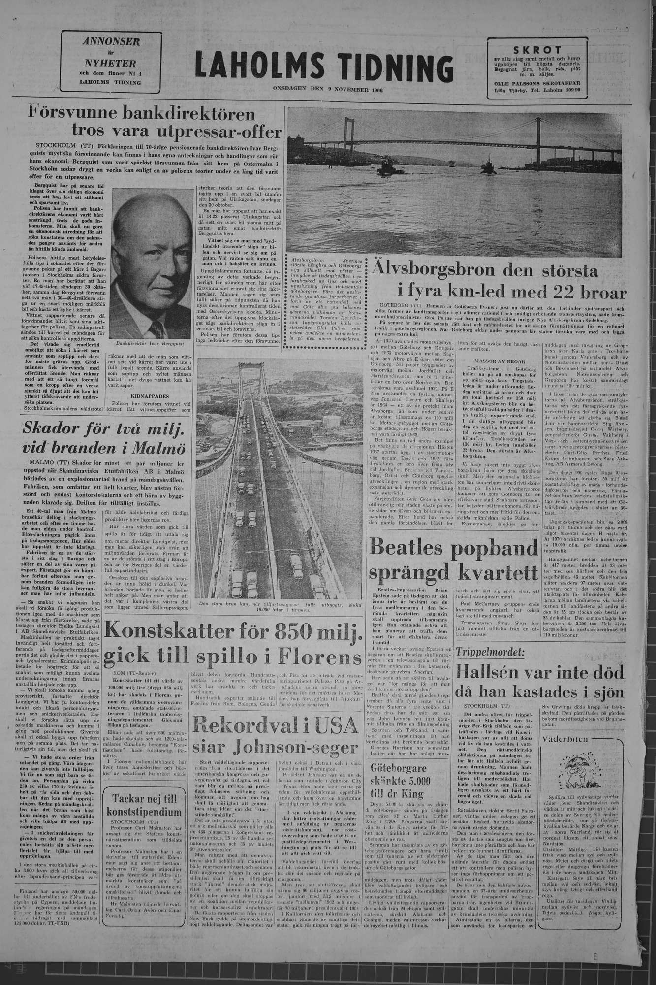 Laholms Tidning Onsdag 9 november 1966, sida 8