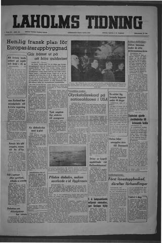 Förstasidan, Onsdag 6 juli 1949