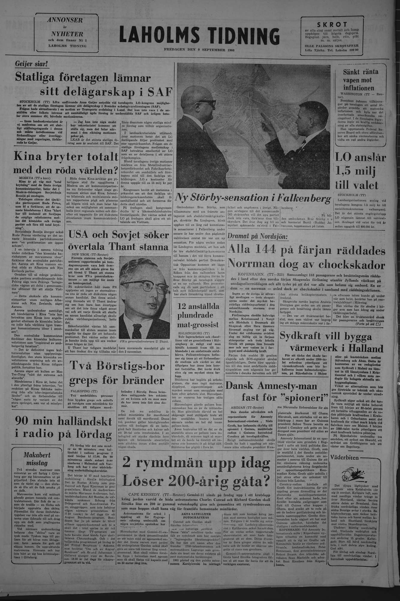 Laholms Tidning Fredag 9 september 1966, sida 8