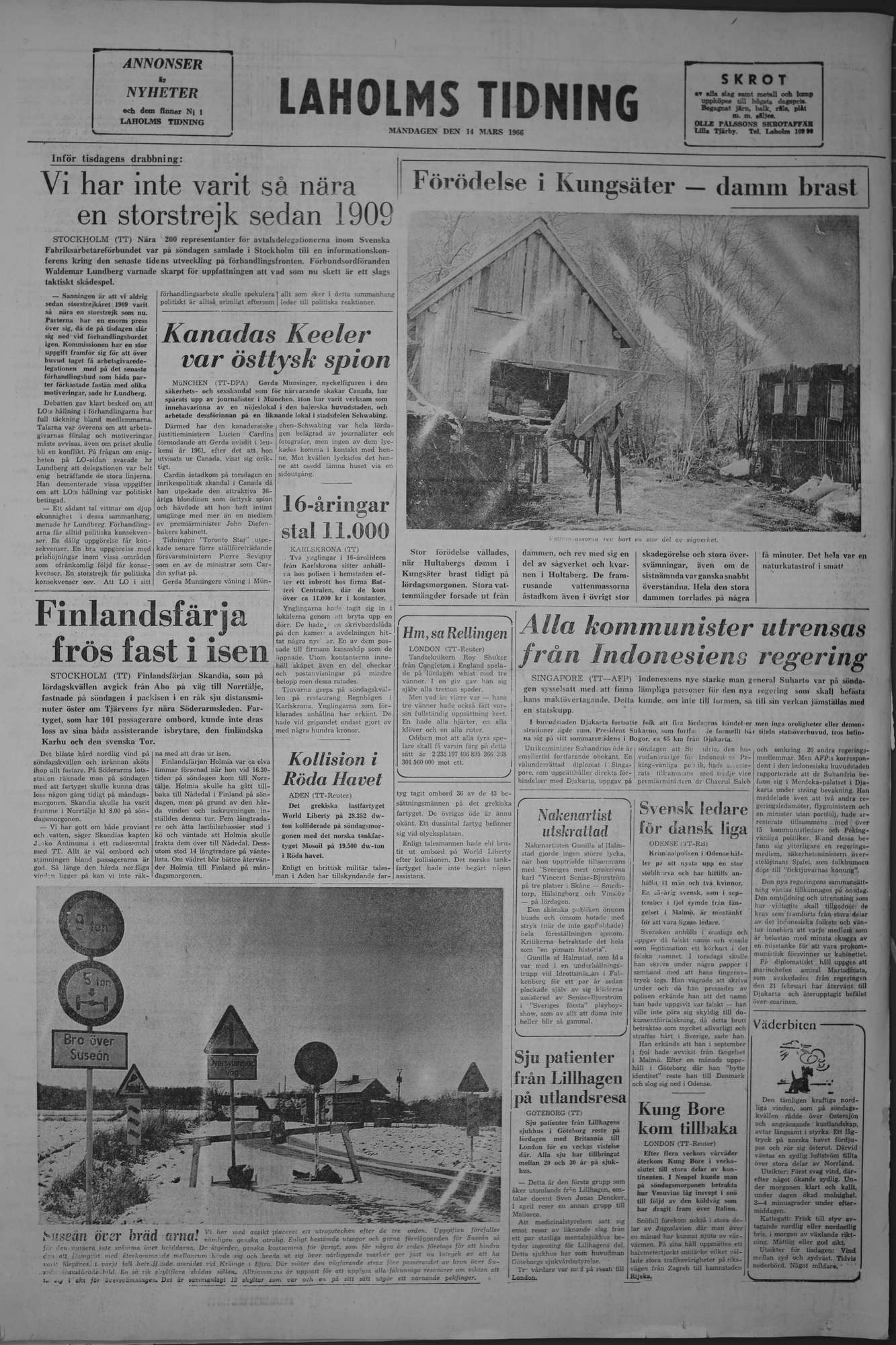 Laholms Tidning Måndag 14 mars 1966, sida 8