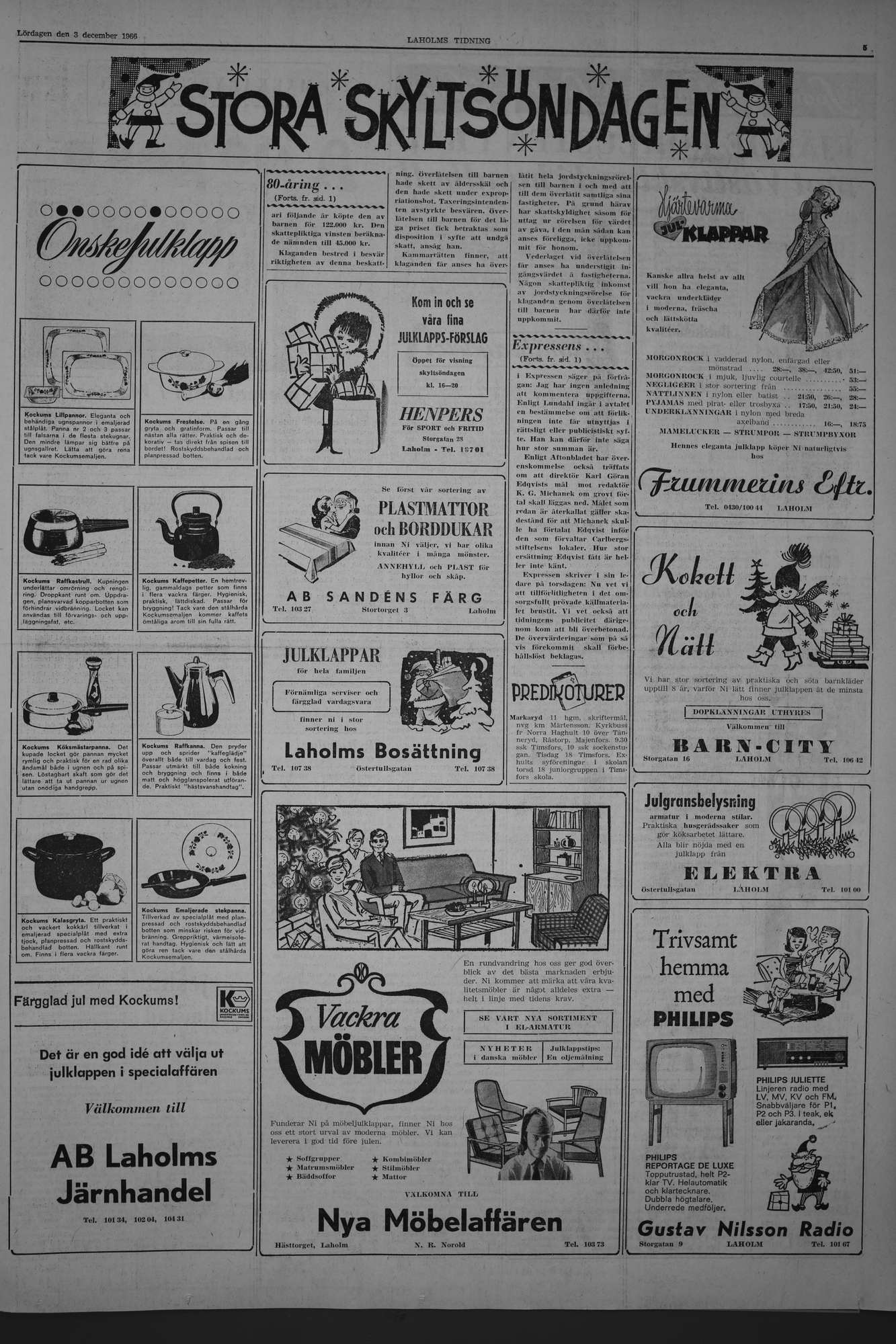 Laholms Tidning Lördag 3 december 1966, sida 5