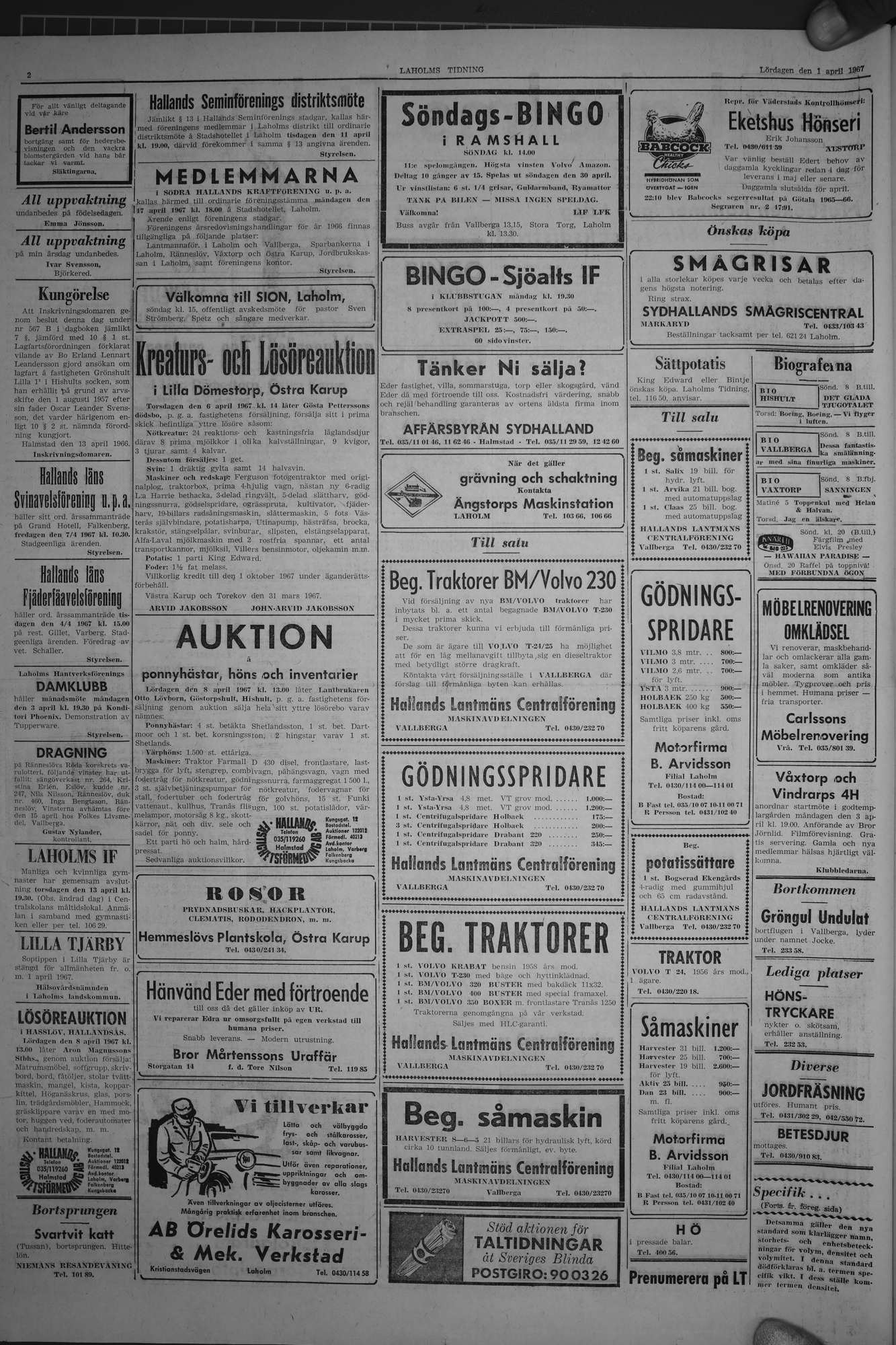 Laholms Tidning Lördag 1 april 1967, sida 2