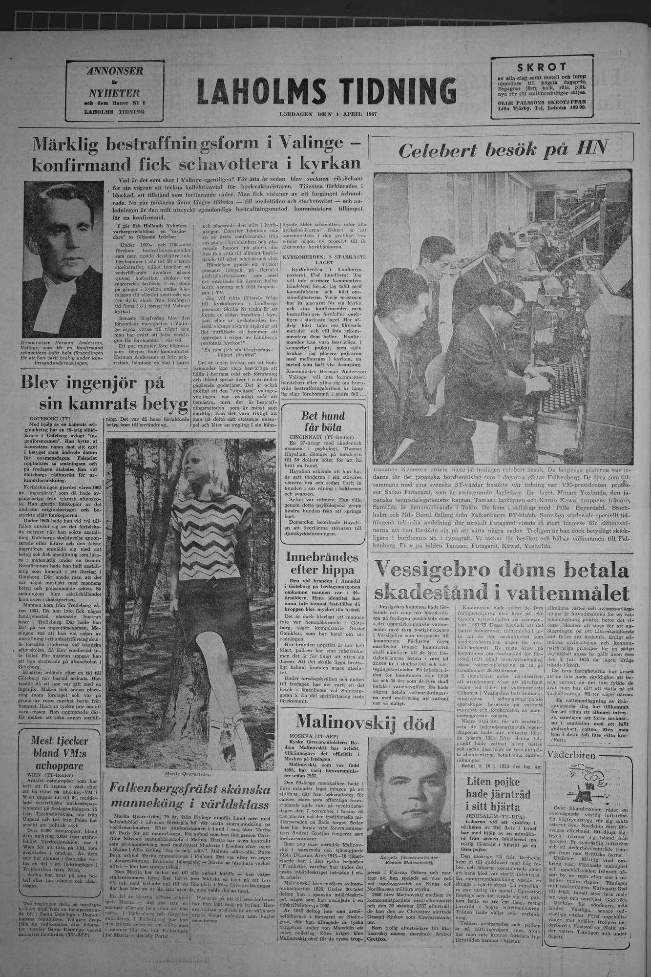 Laholms Tidning Lördag 1 april 1967, sida 8