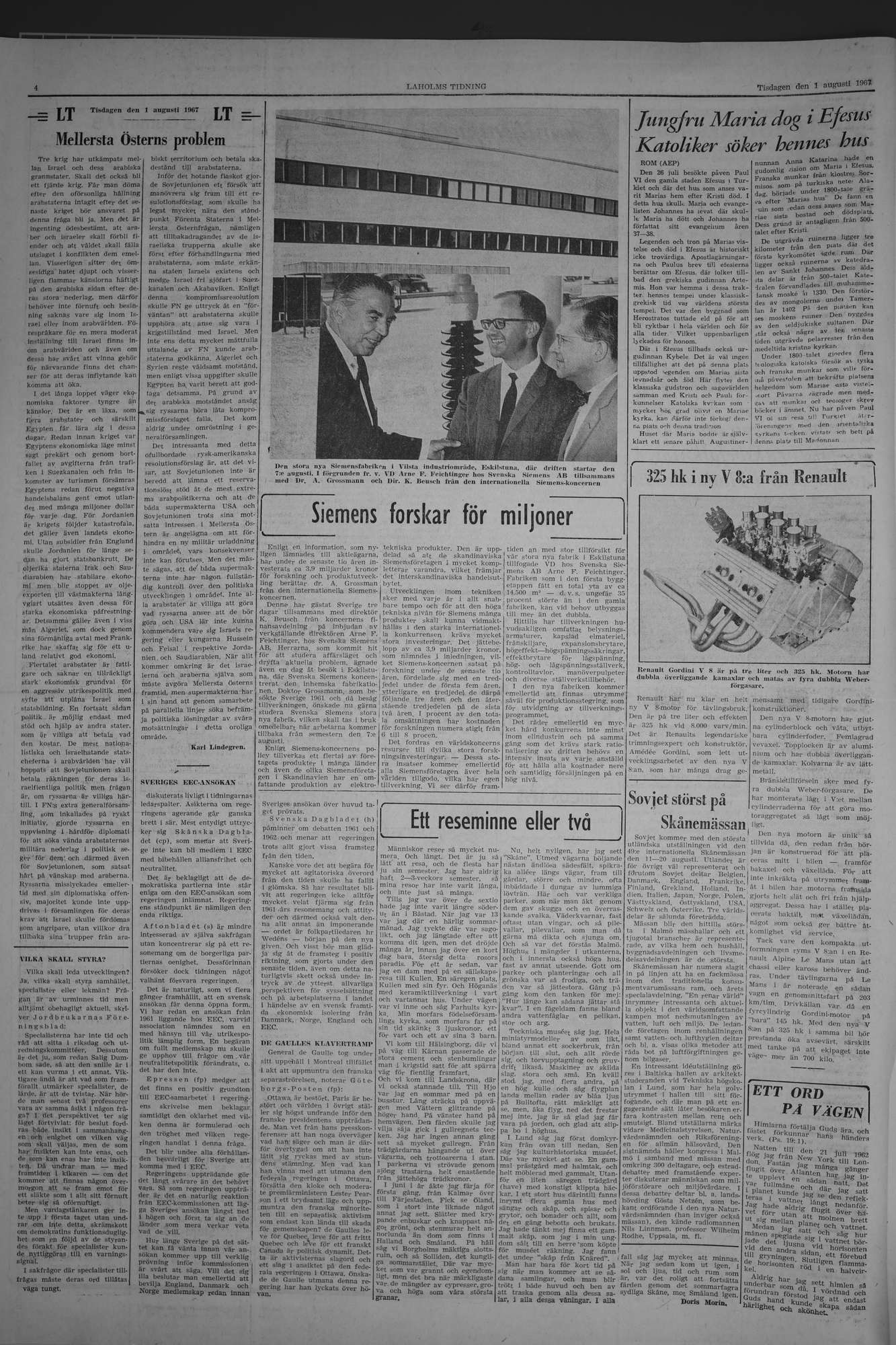 Laholms Tidning Tisdag 1 augusti 1967, sida 4
