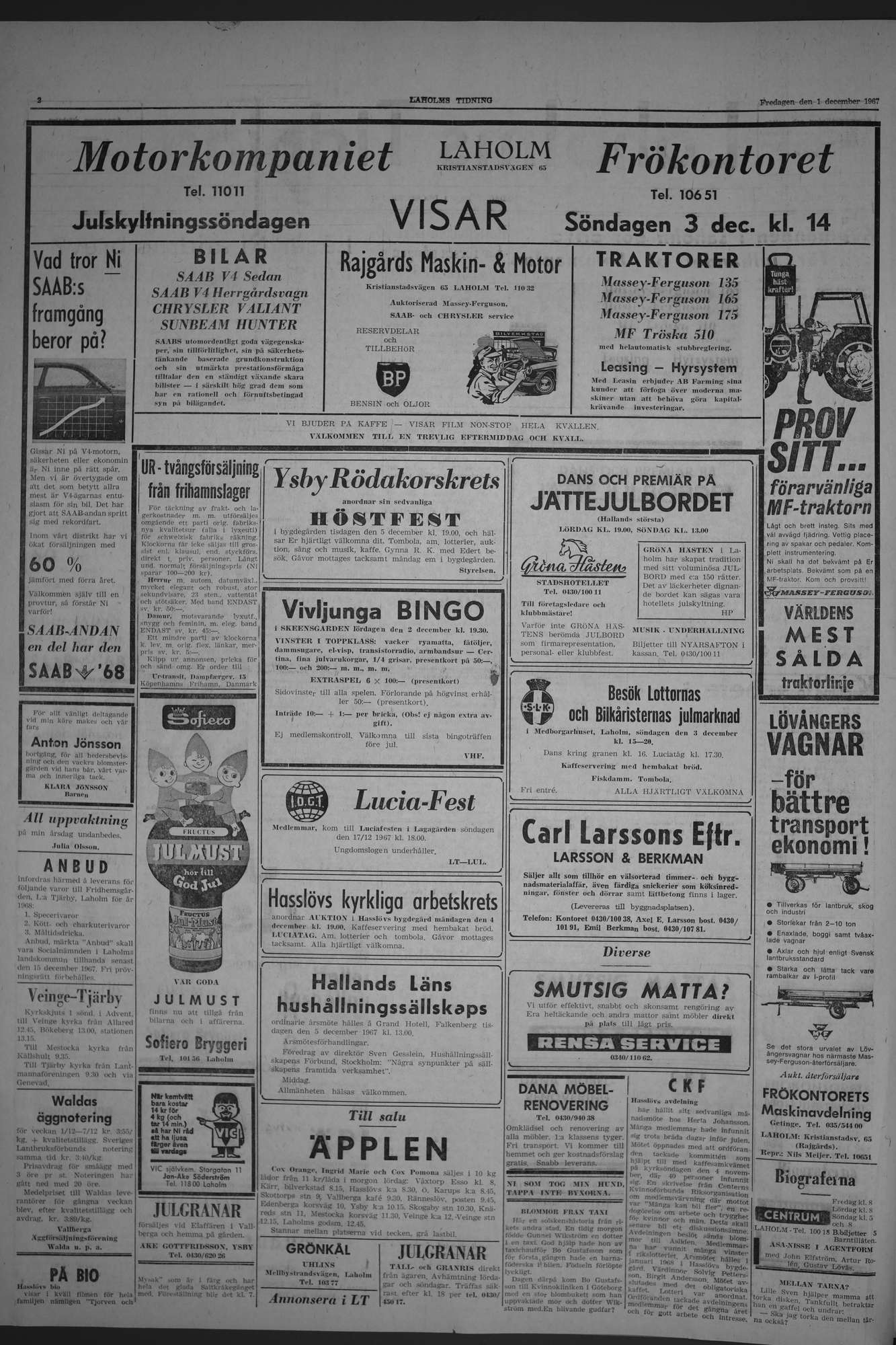 Laholms Tidning Fredag 1 december 1967, sida 2