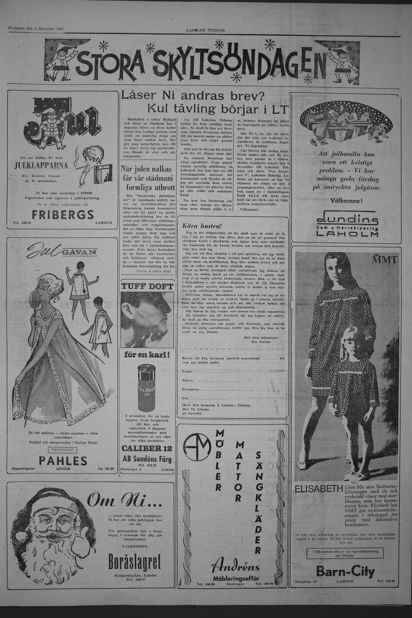 Laholms Tidning Fredag 1 december 1967, sida 5