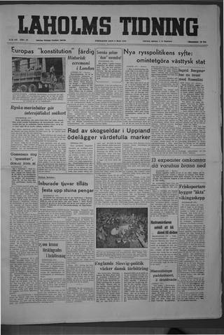 Förstasidan, Fredag 6 maj 1949