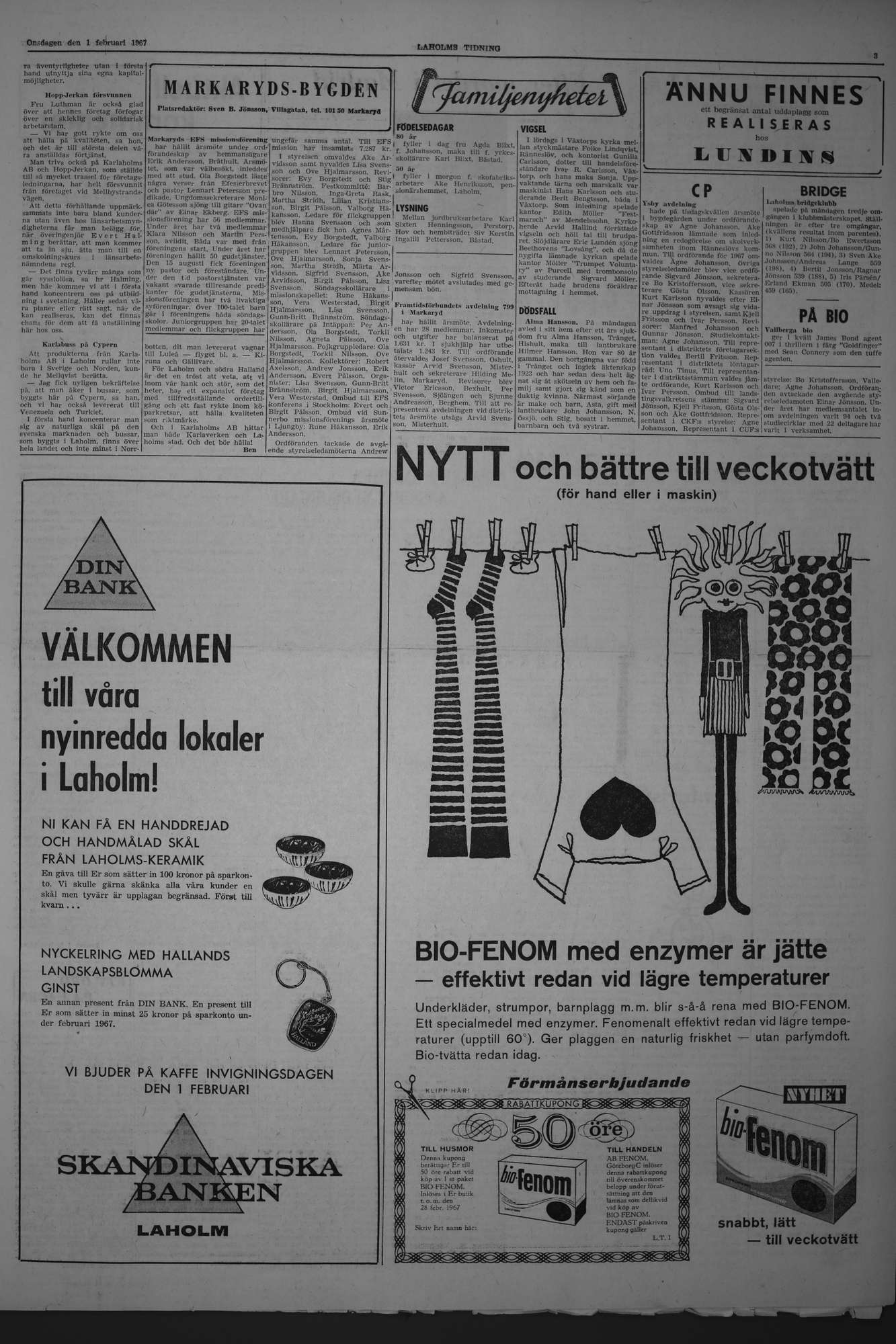 Laholms Tidning Onsdag 1 februari 1967, sida 3