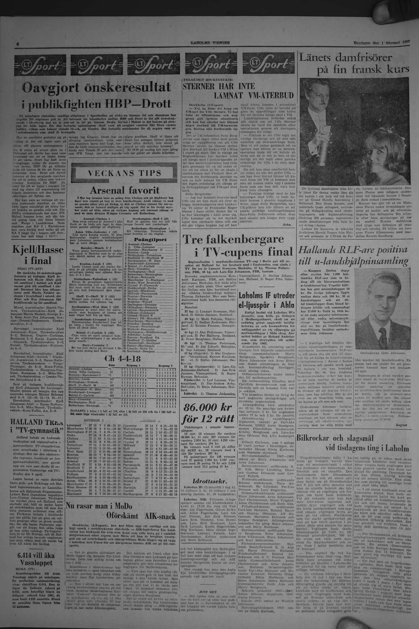 Laholms Tidning Onsdag 1 februari 1967, sida 6
