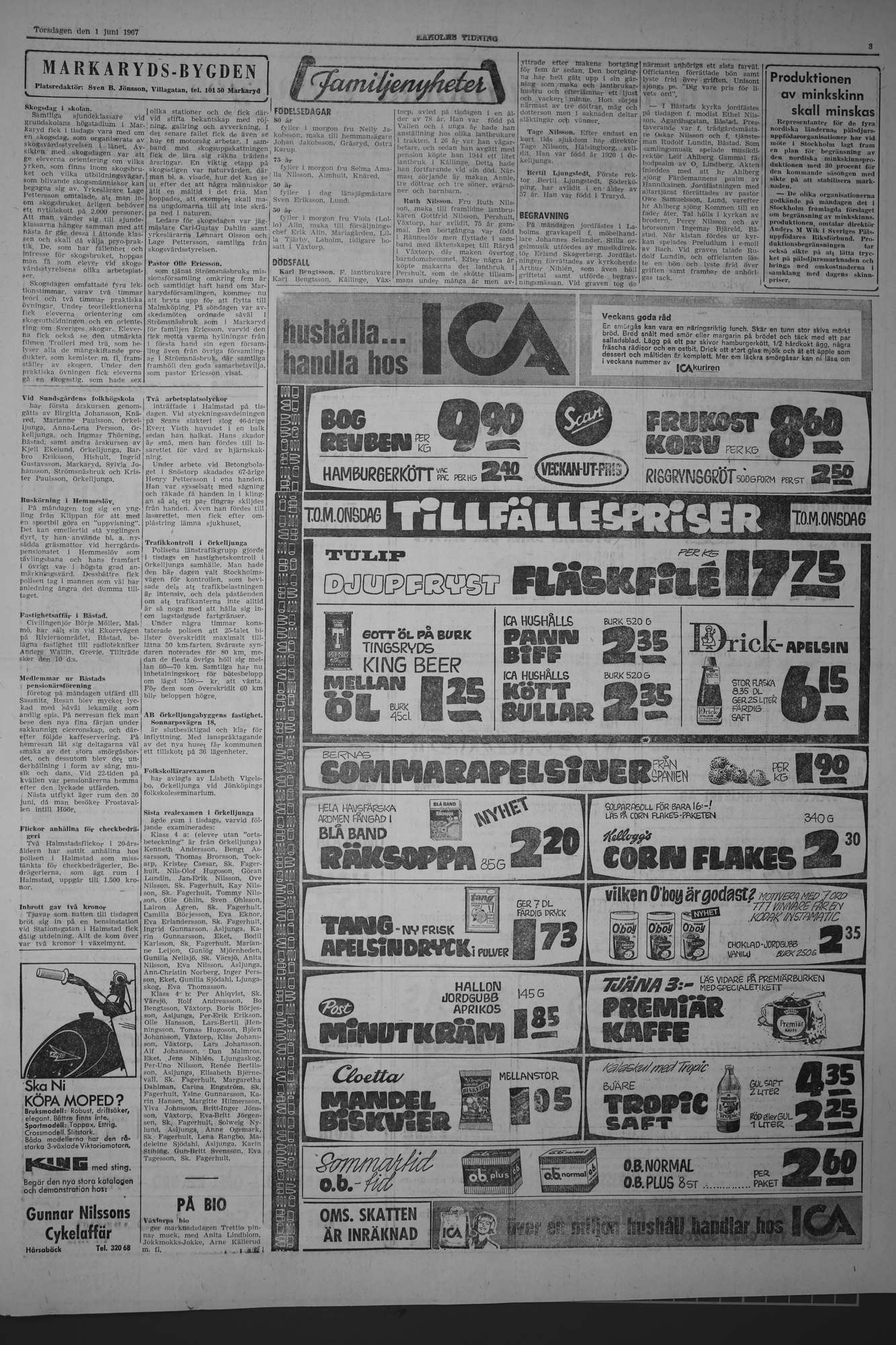 Laholms Tidning Torsdag 1 juni 1967, sida 3
