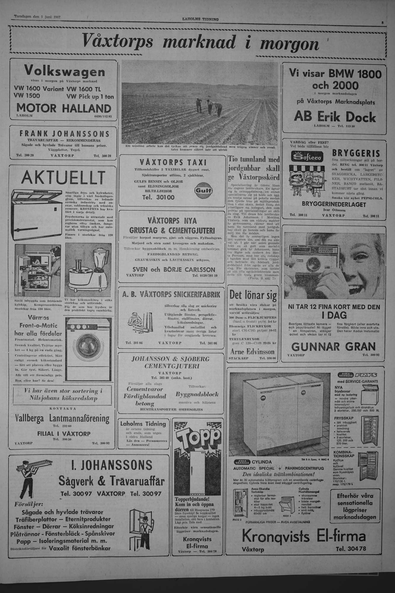 Laholms Tidning Torsdag 1 juni 1967, sida 5