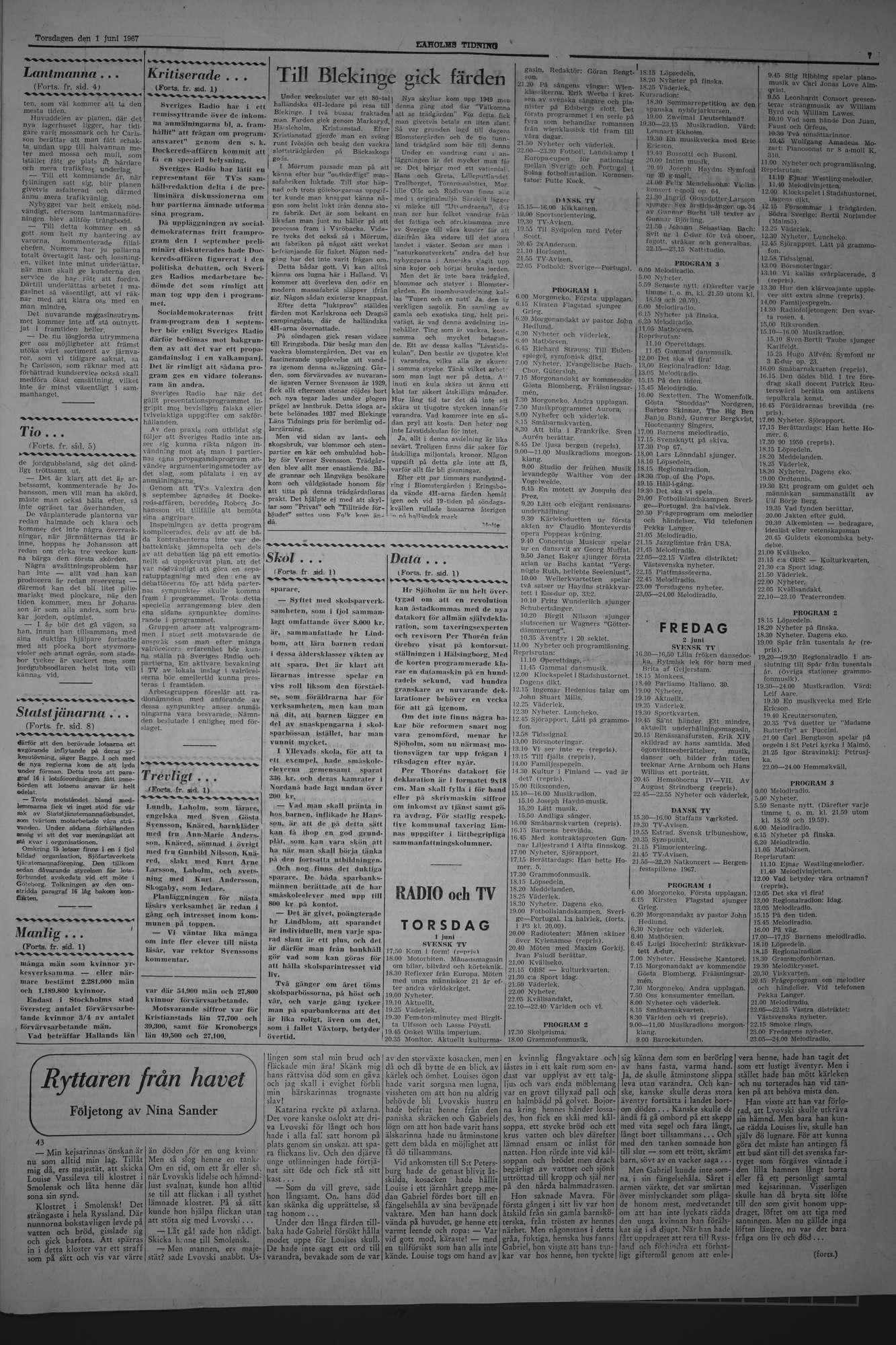 Laholms Tidning Torsdag 1 juni 1967, sida 7