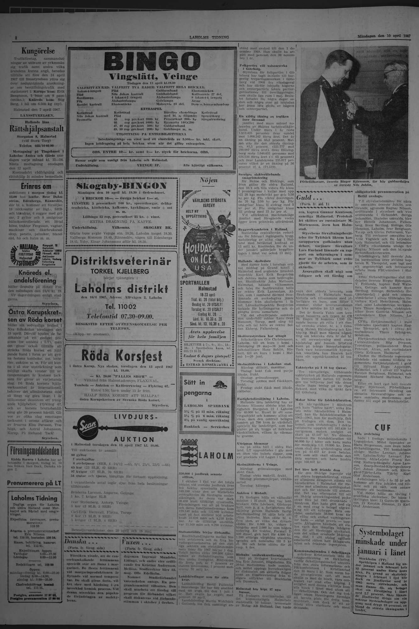 Laholms Tidning Måndag 10 april 1967, sida 2