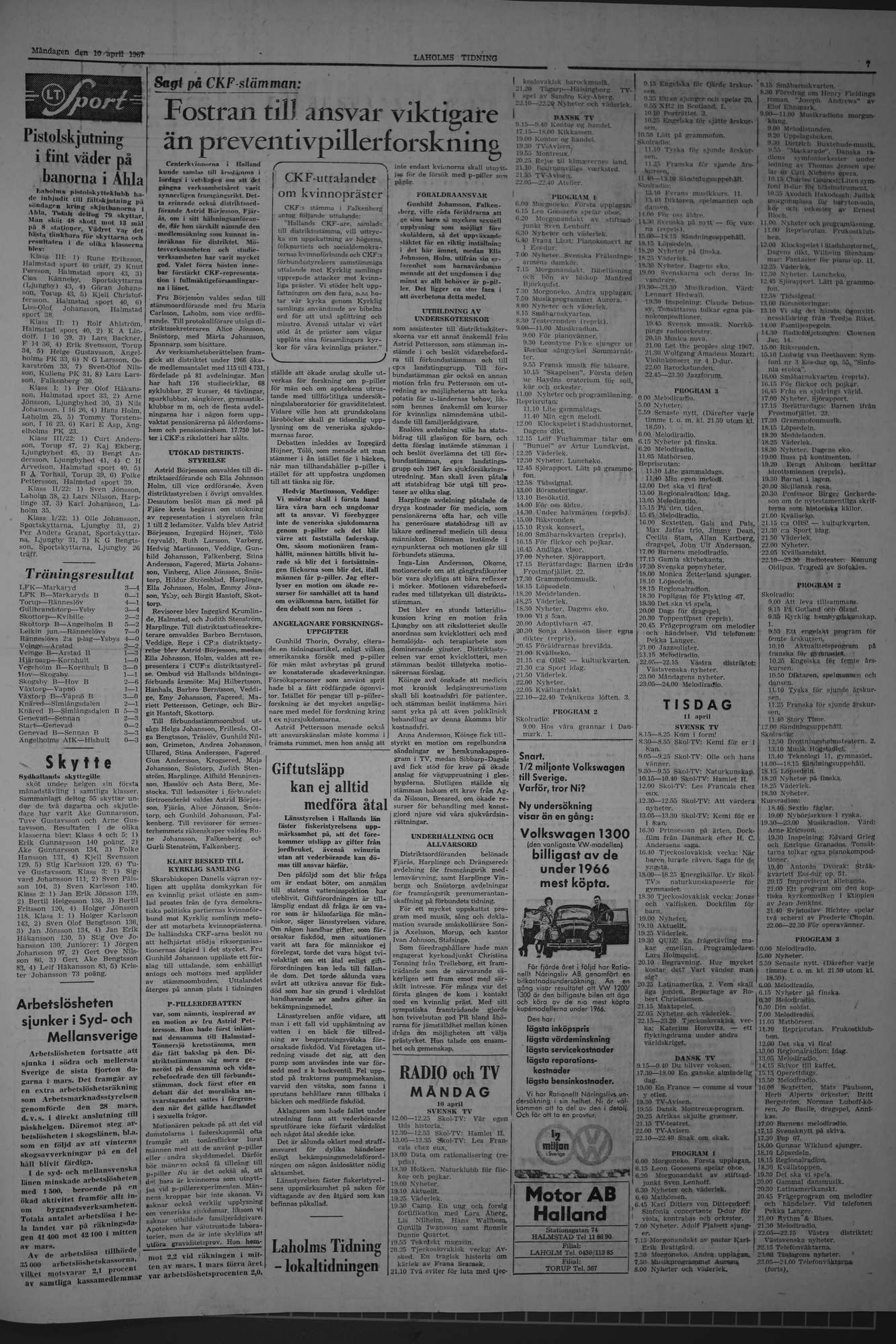 Laholms Tidning Måndag 10 april 1967, sida 7