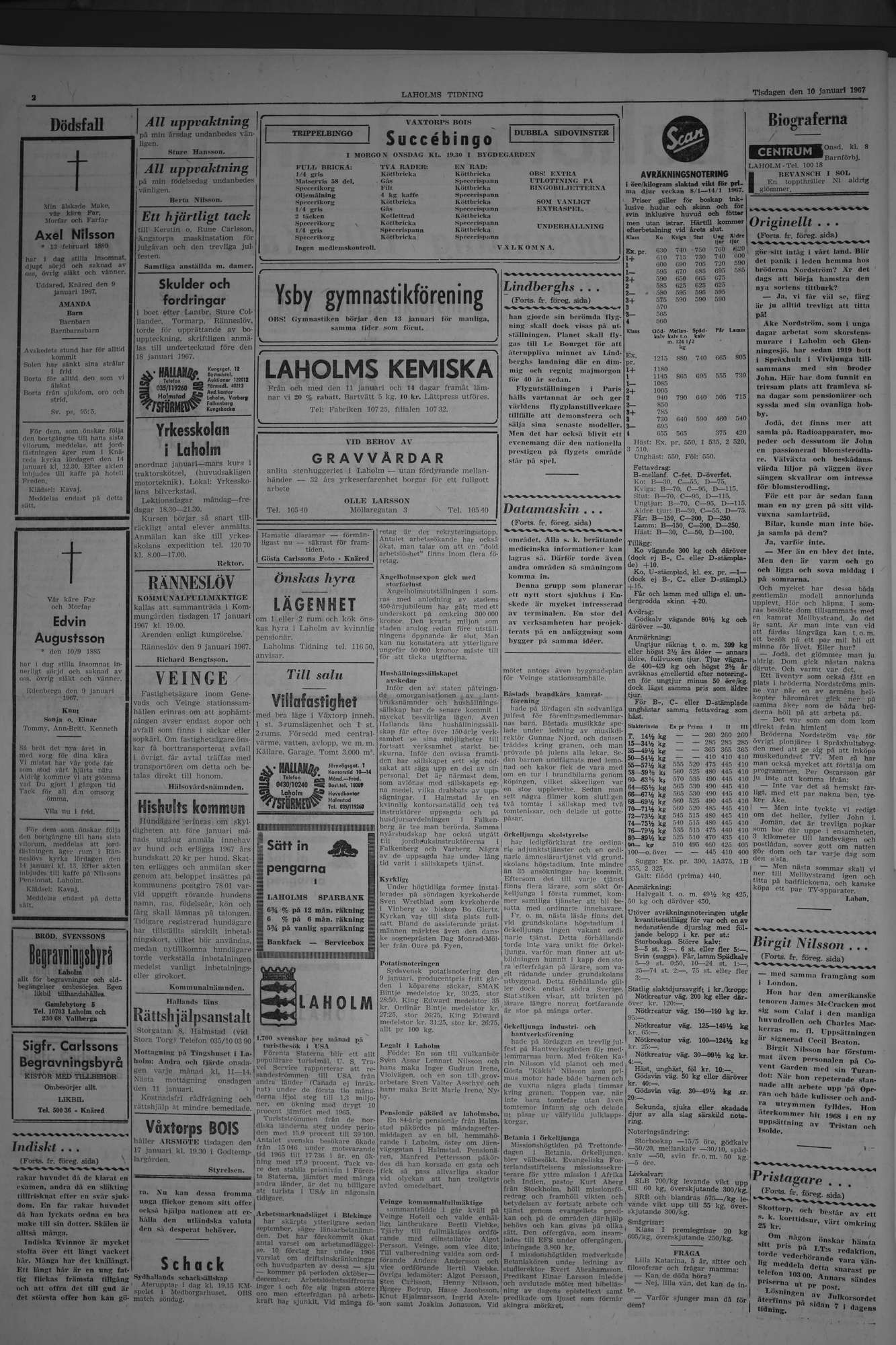 Laholms Tidning Tisdag 10 januari 1967, sida 2