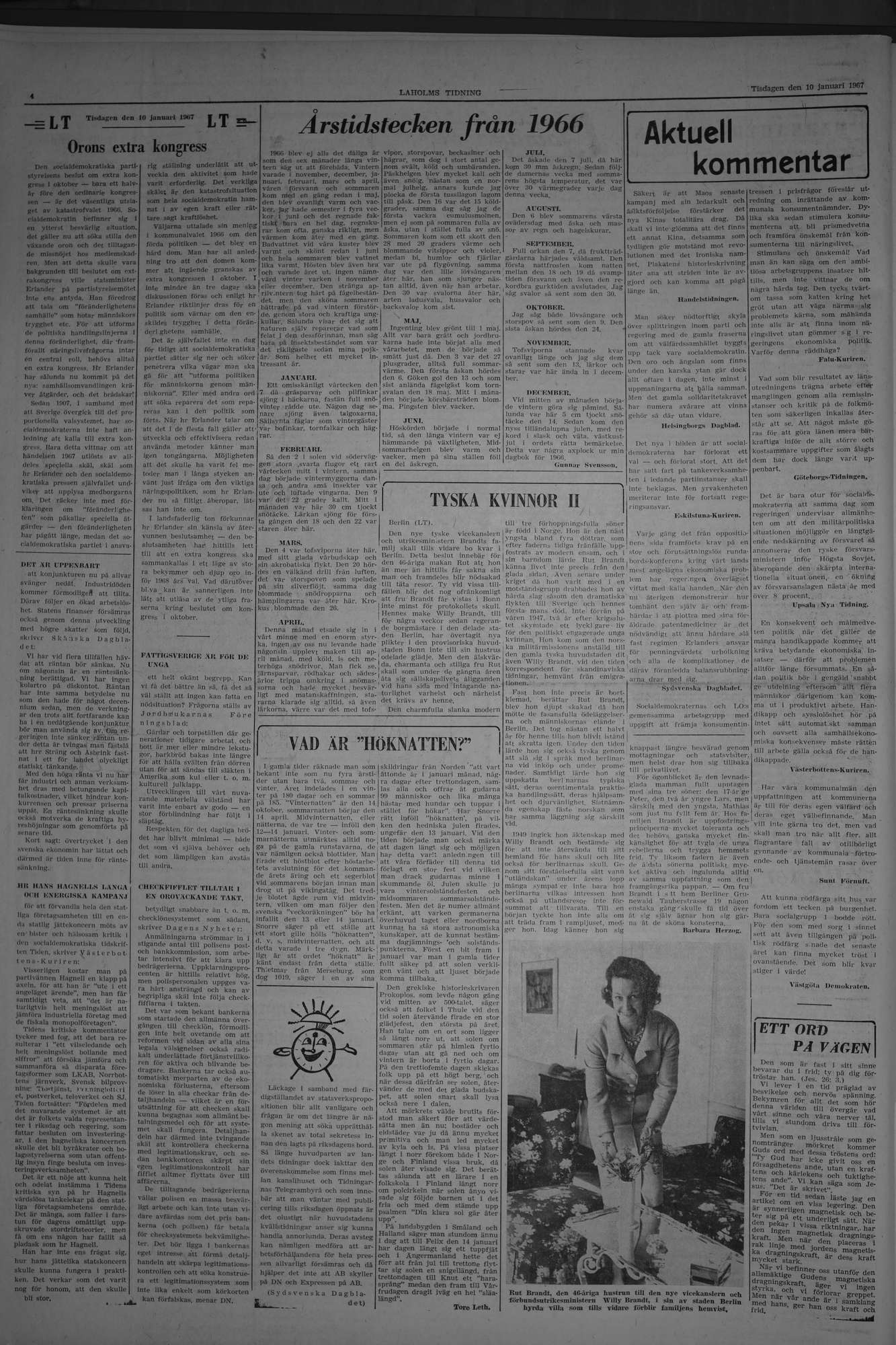 Laholms Tidning Tisdag 10 januari 1967, sida 4