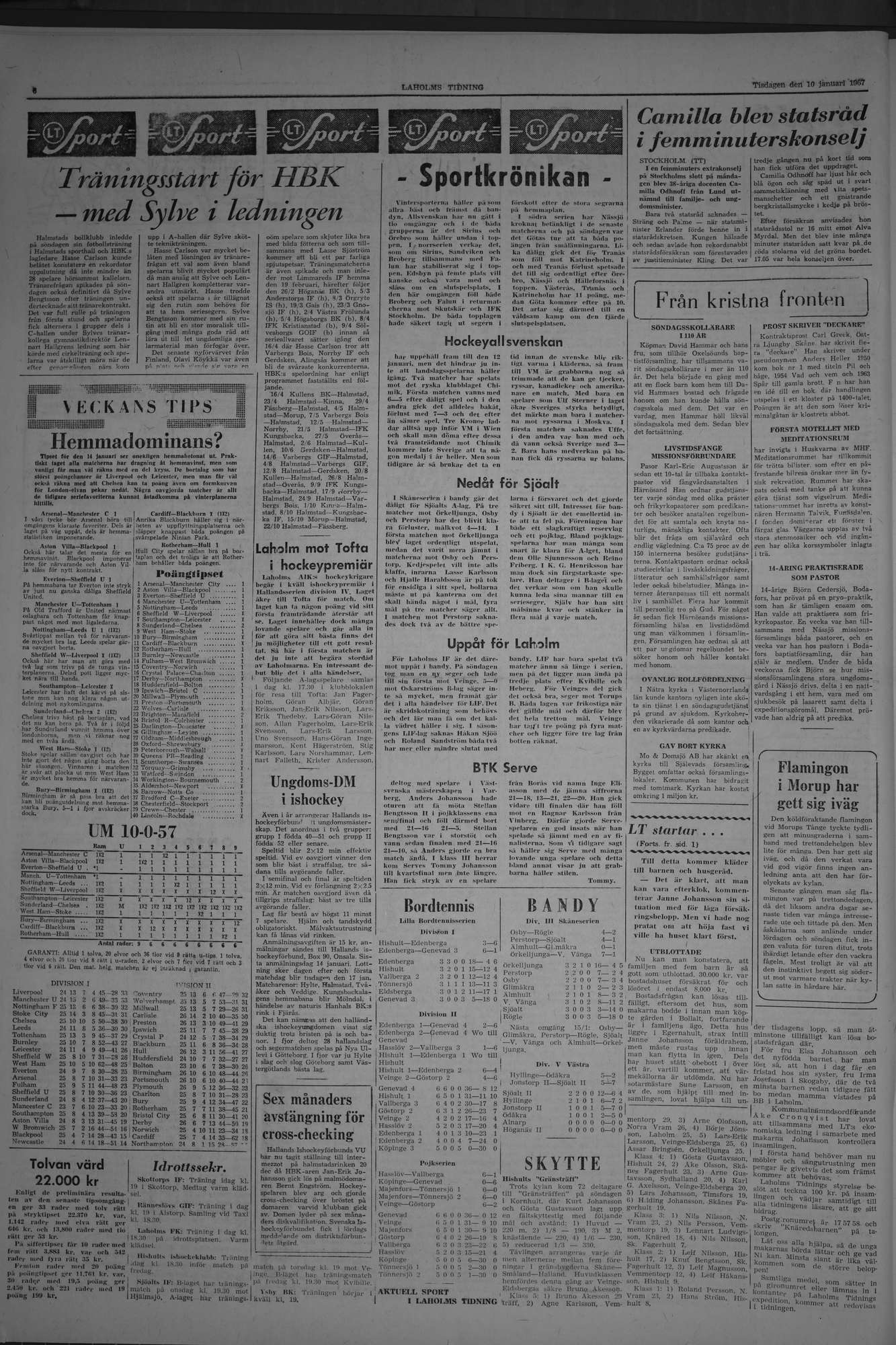 Laholms Tidning Tisdag 10 januari 1967, sida 6