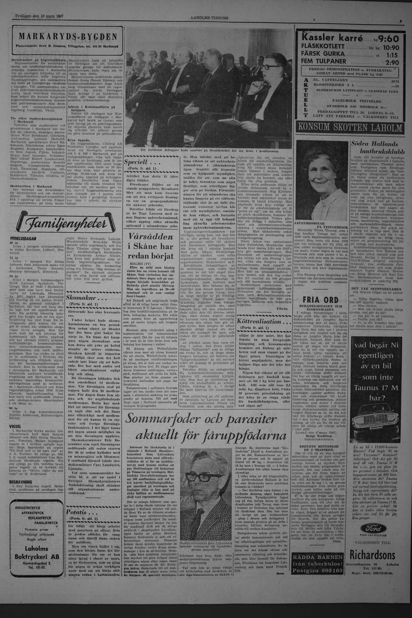 Laholms Tidning Fredag 10 mars 1967, sida 3
