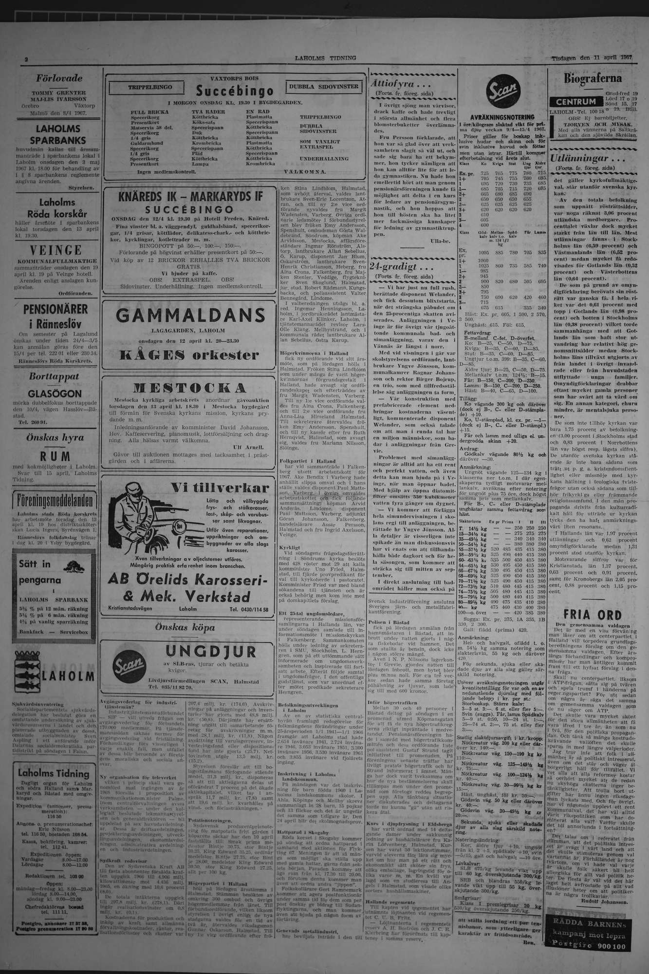 Laholms Tidning Tisdag 11 april 1967, sida 2