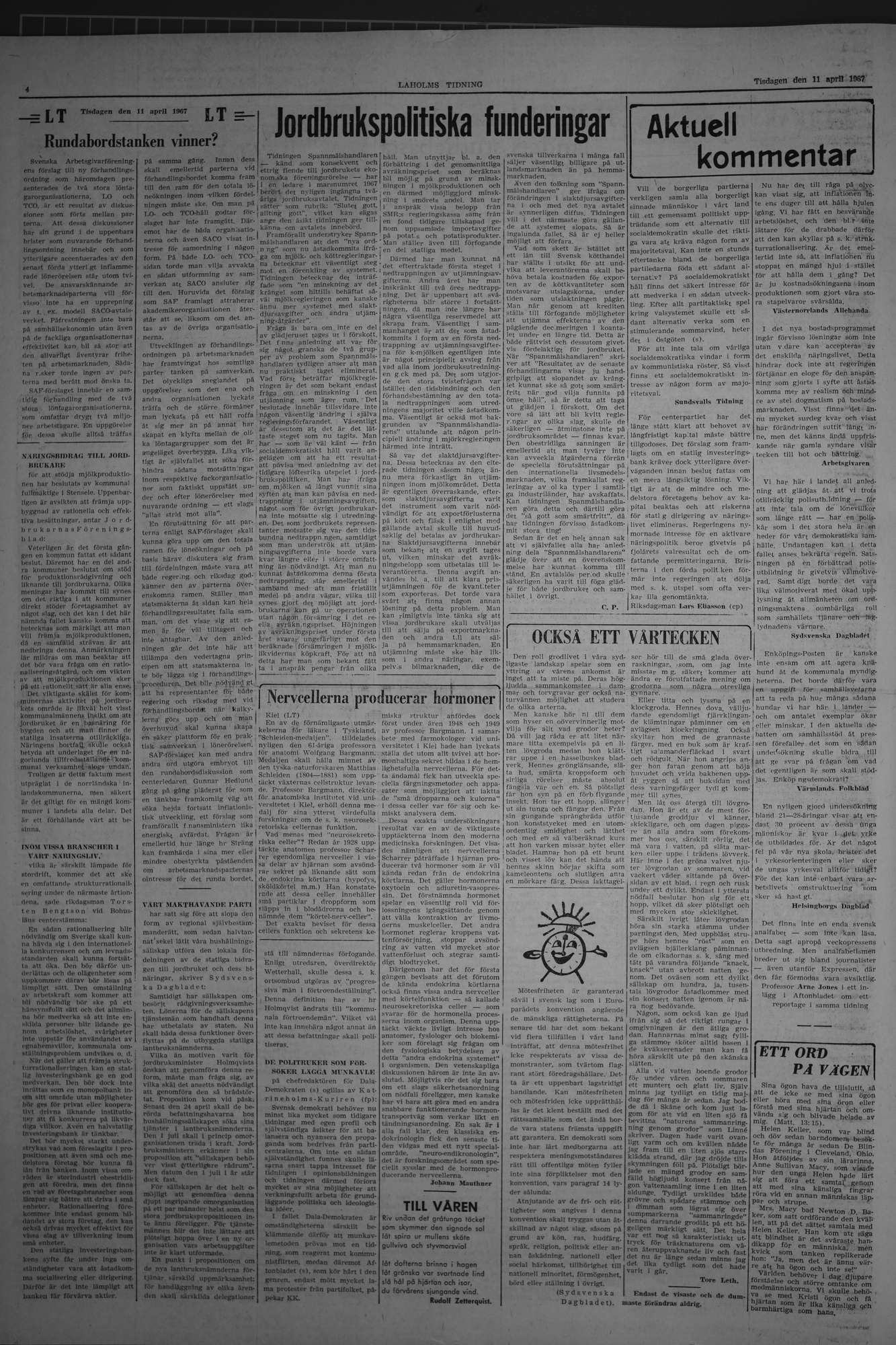 Laholms Tidning Tisdag 11 april 1967, sida 4