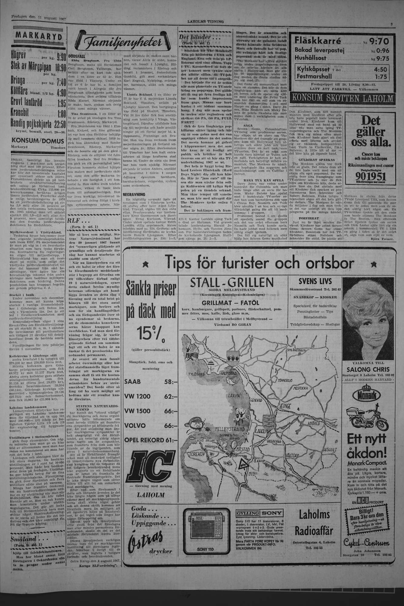 Laholms Tidning Fredag 11 augusti 1967, sida 3