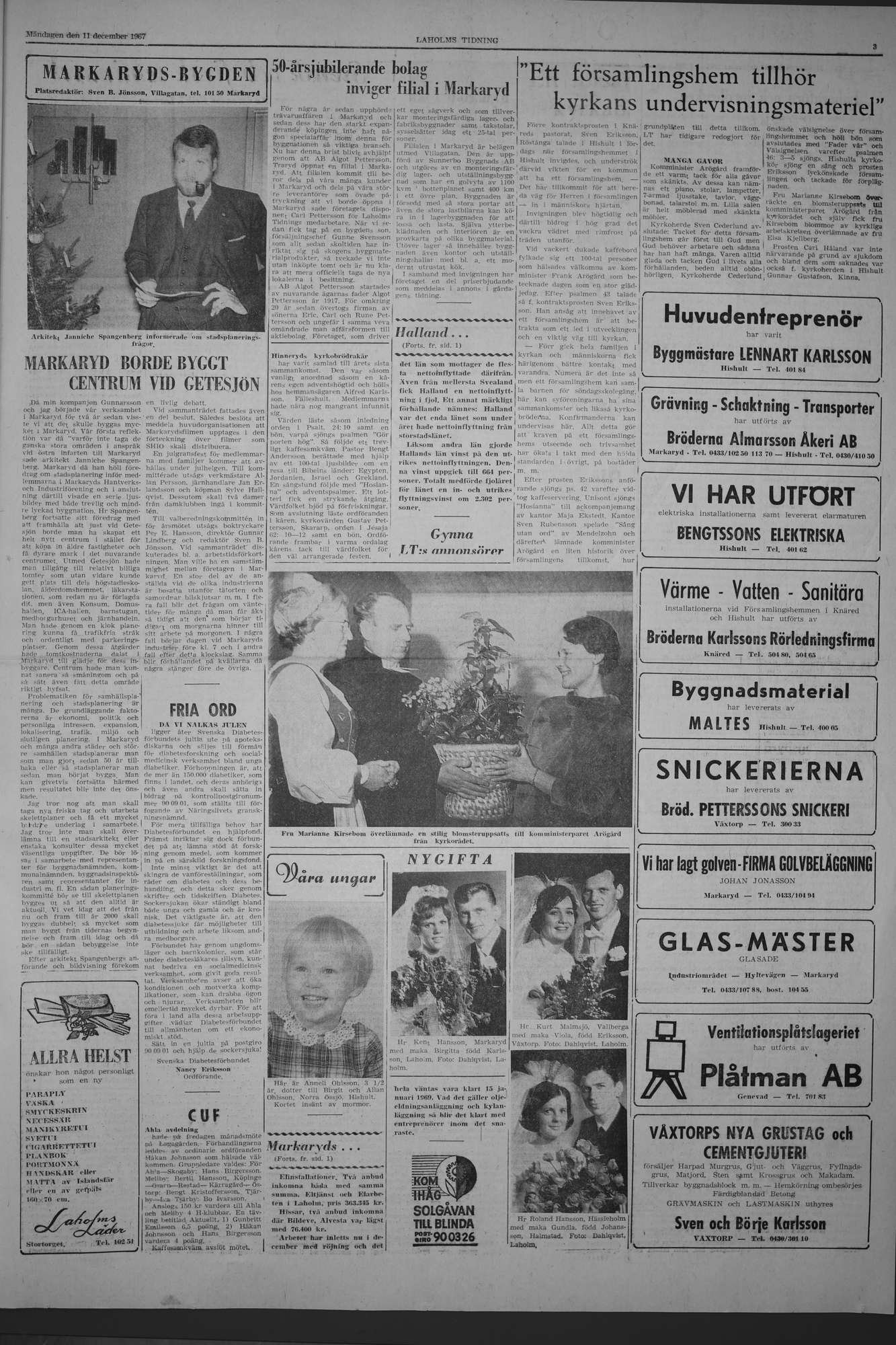 Laholms Tidning Måndag 11 december 1967, sida 3