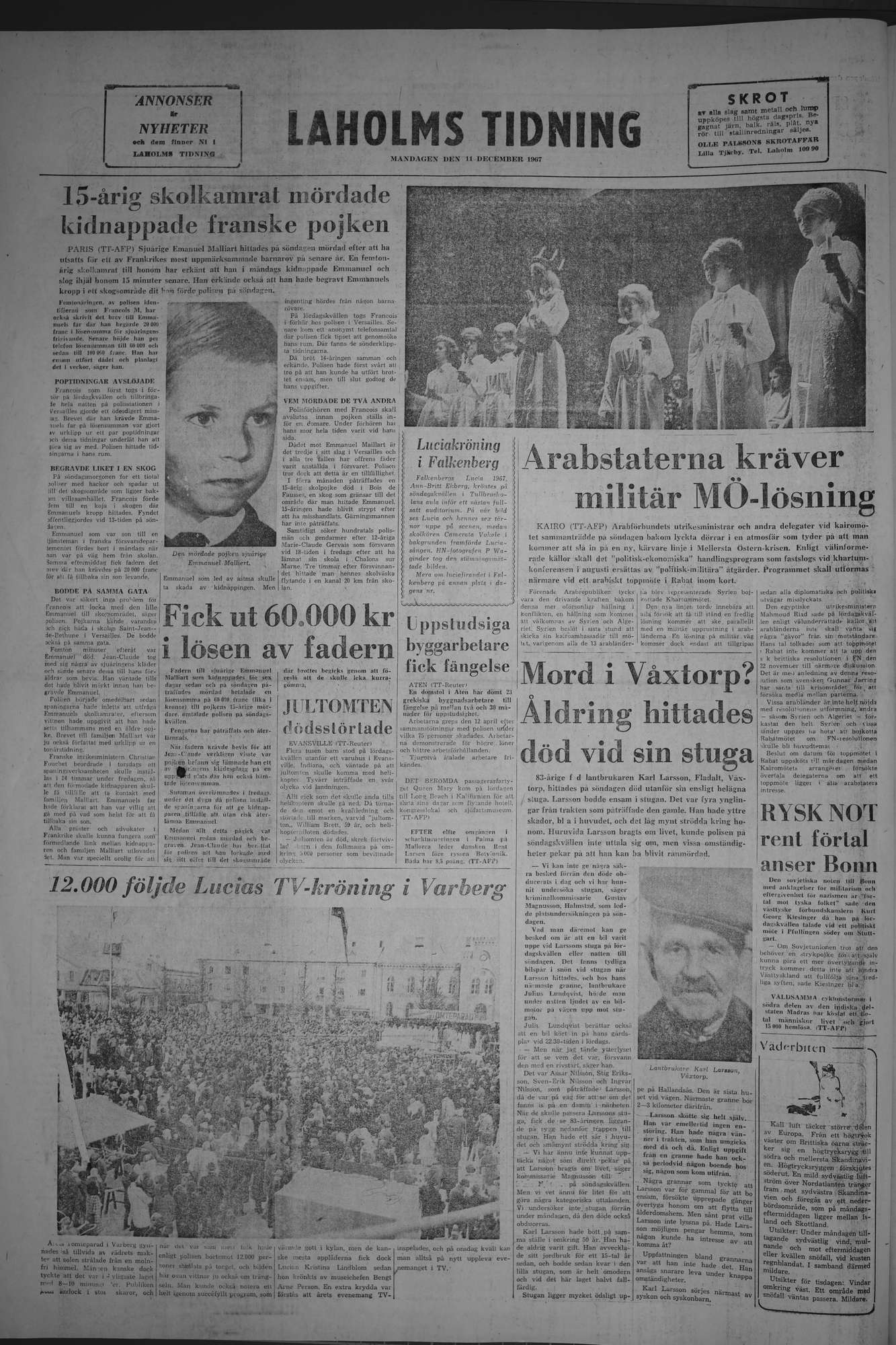 Laholms Tidning Måndag 11 december 1967, sida 8