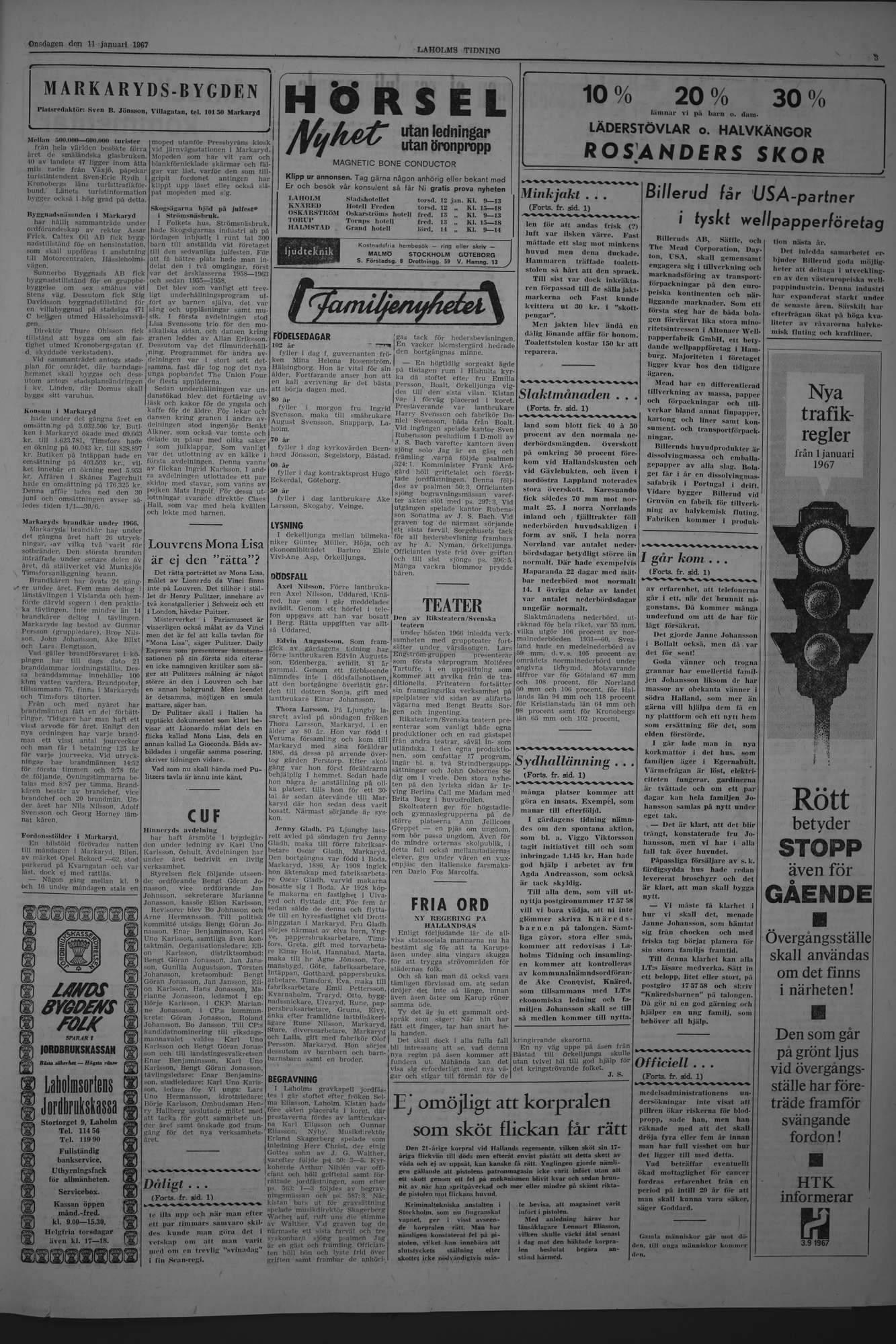 Laholms Tidning Onsdag 11 januari 1967, sida 3