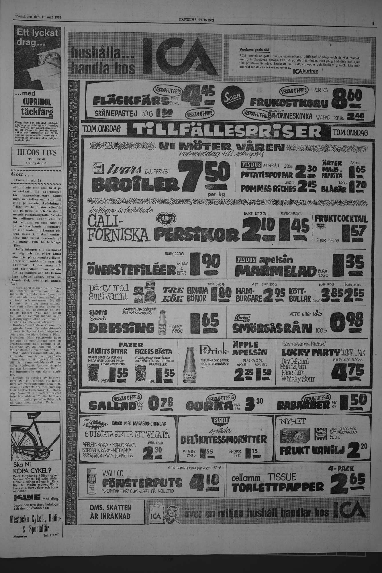 Laholms Tidning Torsdag 11 maj 1967, sida 3