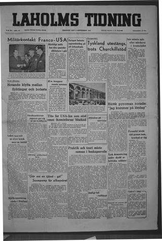 Förstasidan, Tisdag 6 september 1949