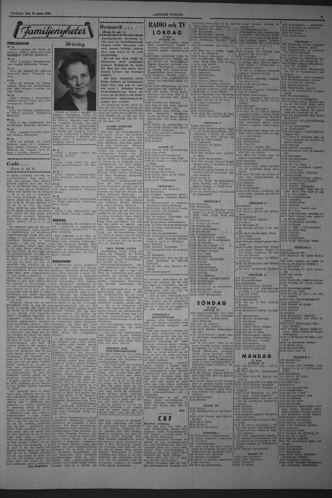Laholms Tidning Lördag 11 mars 1967, sida 7