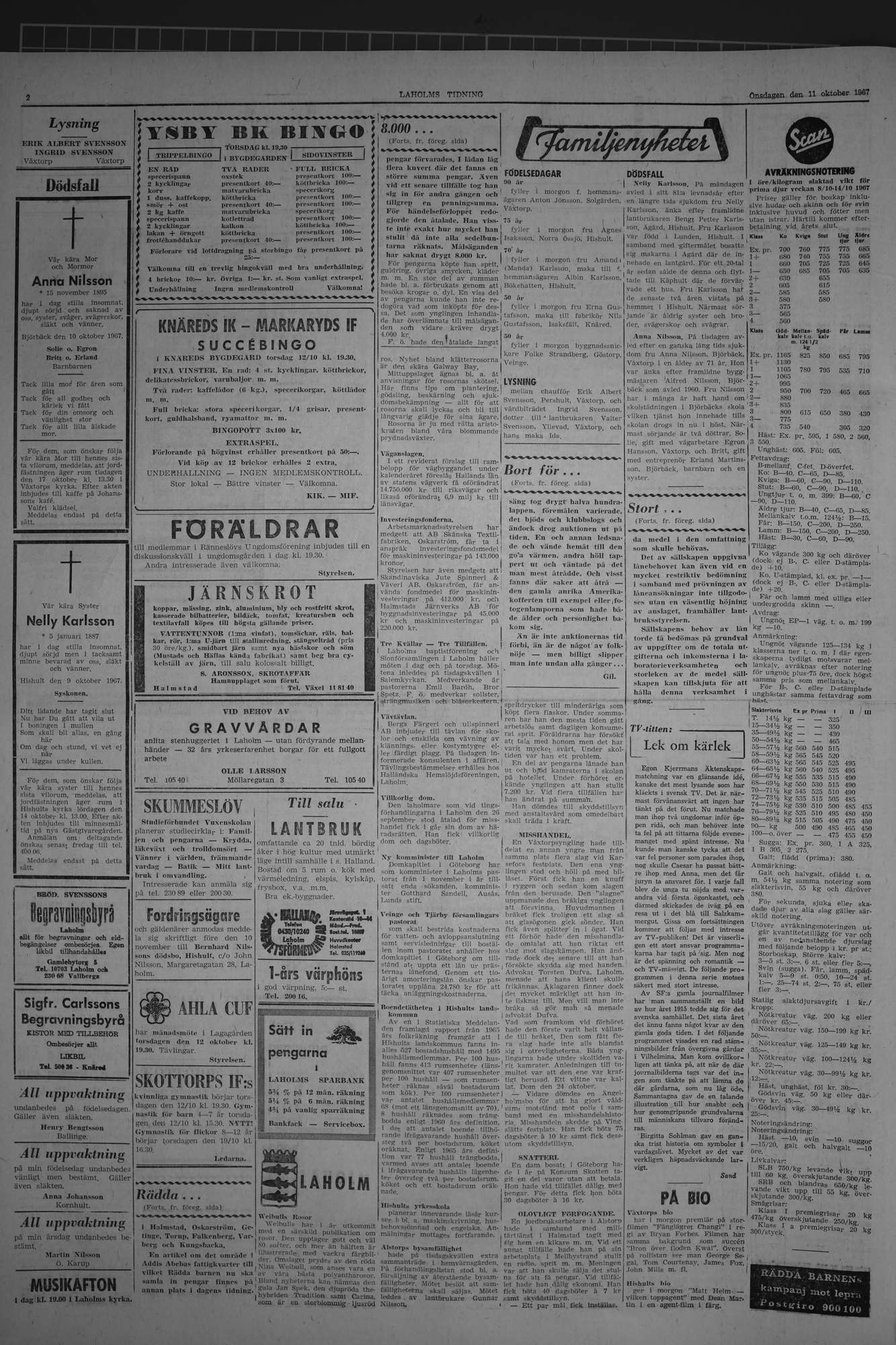 Laholms Tidning Onsdag 11 oktober 1967, sida 2