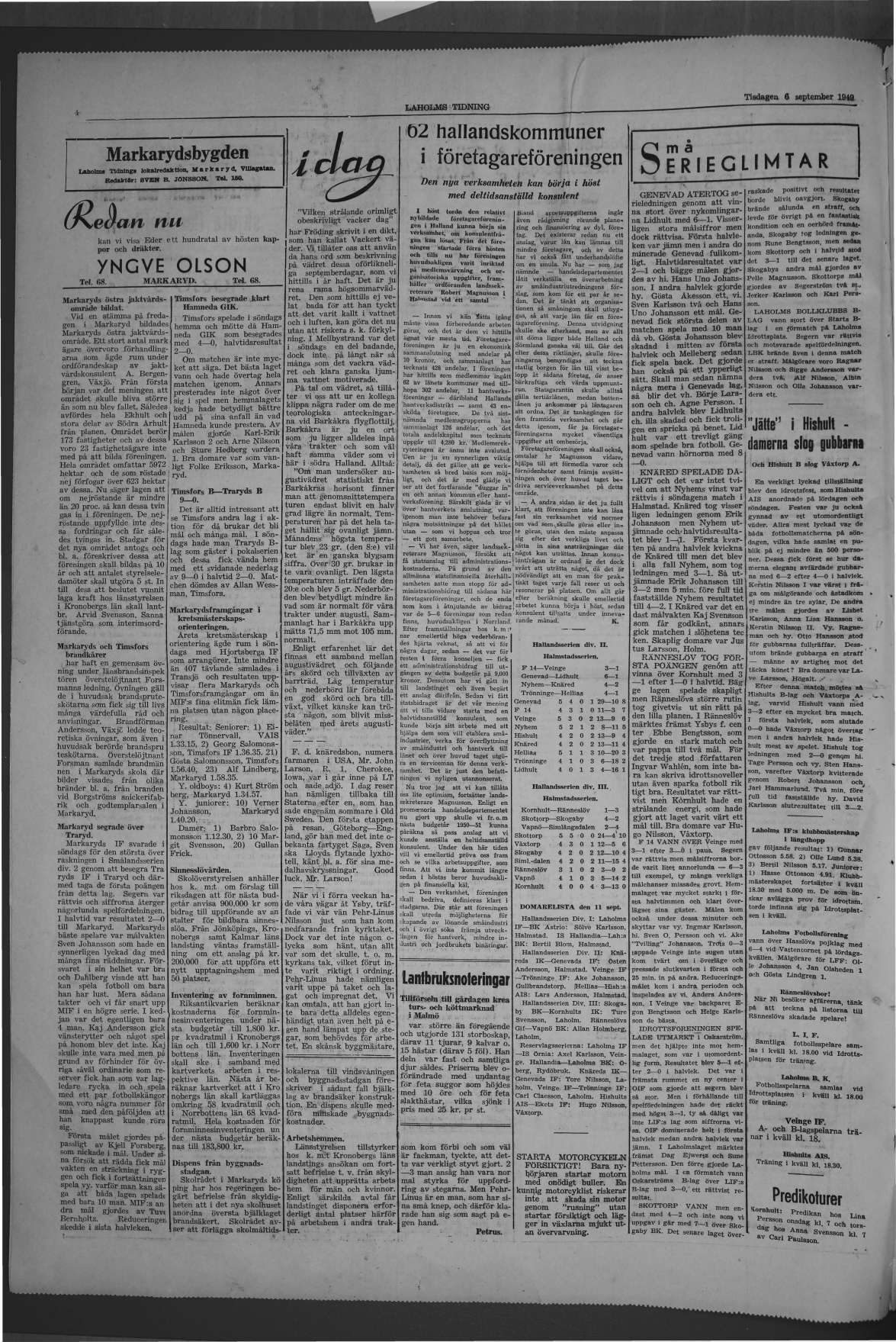Laholms Tidning Tisdag 6 september 1949, sida 4