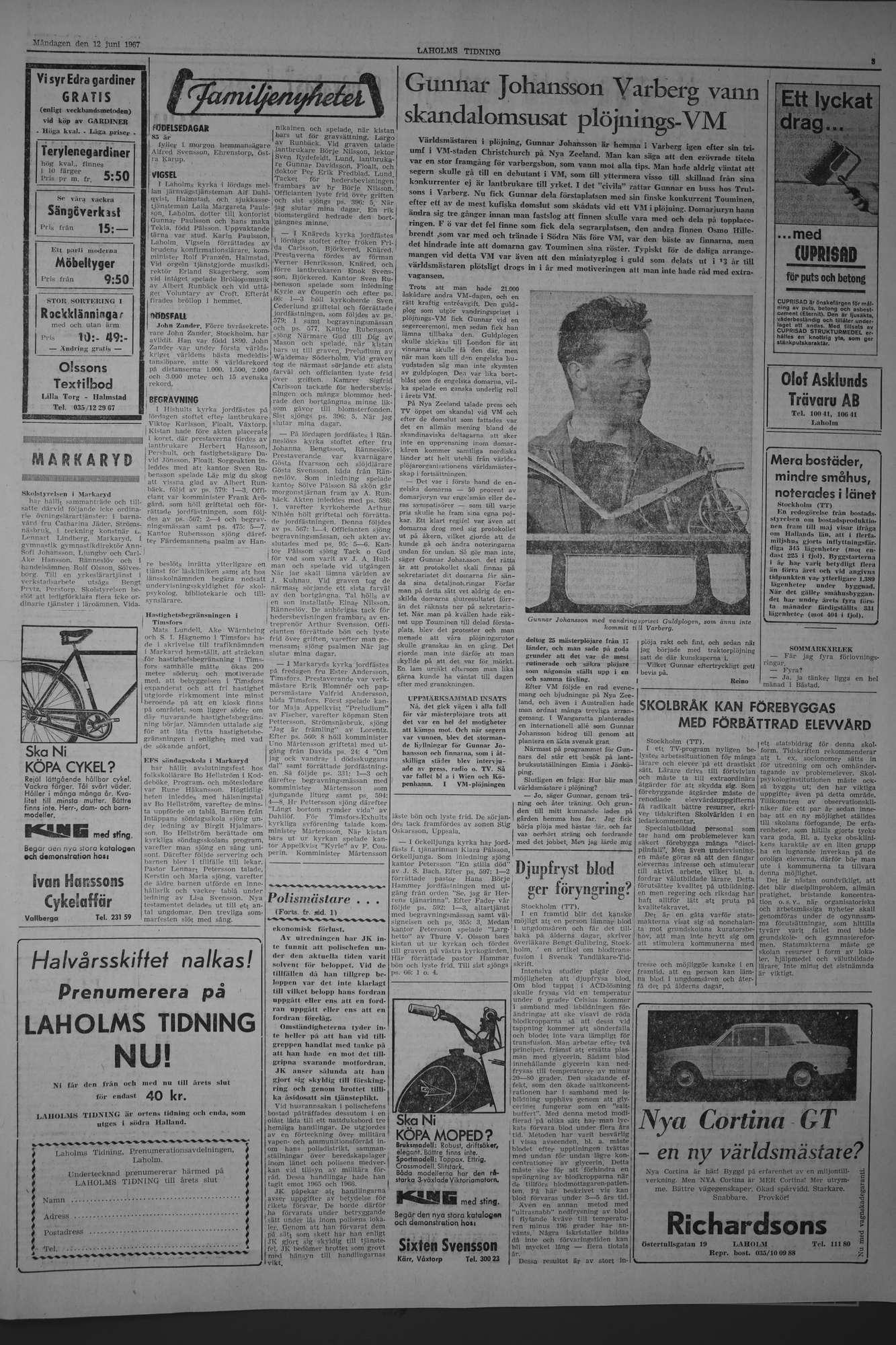 Laholms Tidning Måndag 12 juni 1967, sida 3