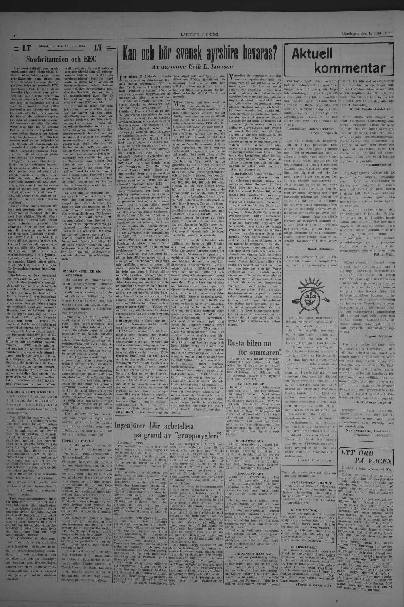 Laholms Tidning Måndag 12 juni 1967, sida 4