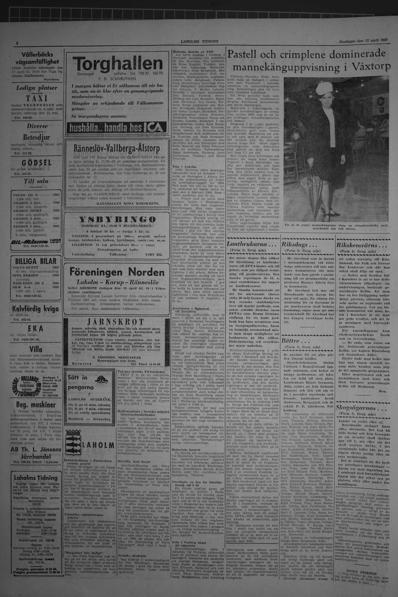 Laholms Tidning Onsdag 12 april 1967, sida 2