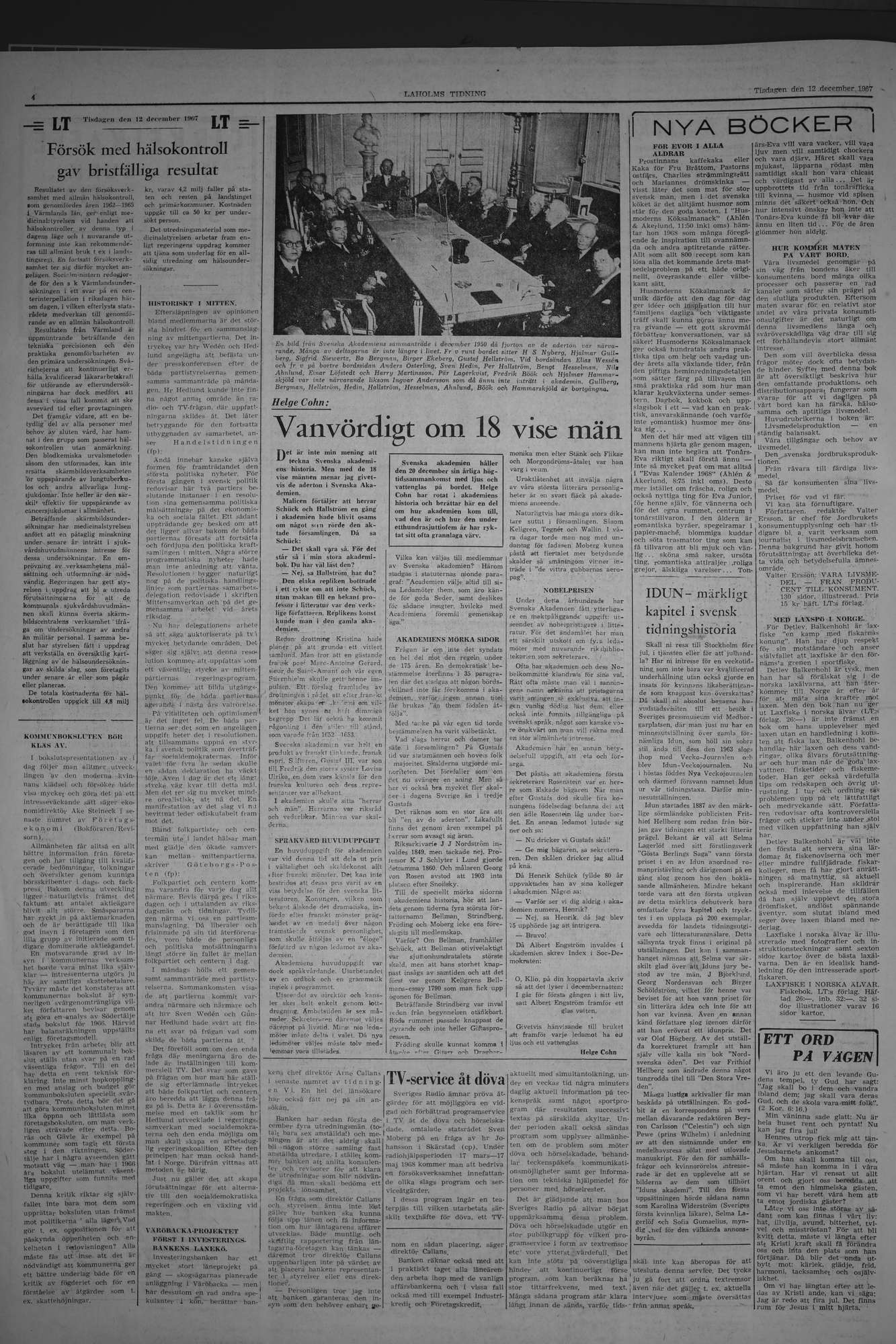 Laholms Tidning Tisdag 12 december 1967, sida 4