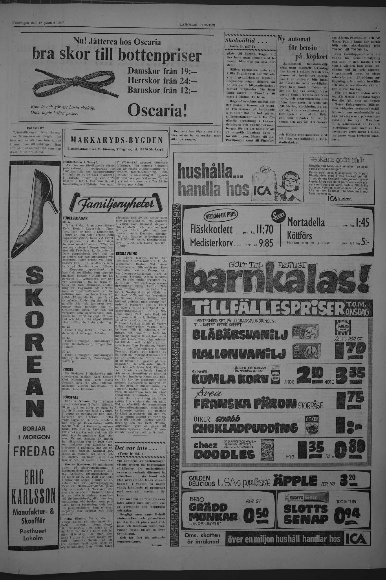 Laholms Tidning Torsdag 12 januari 1967, sida 3