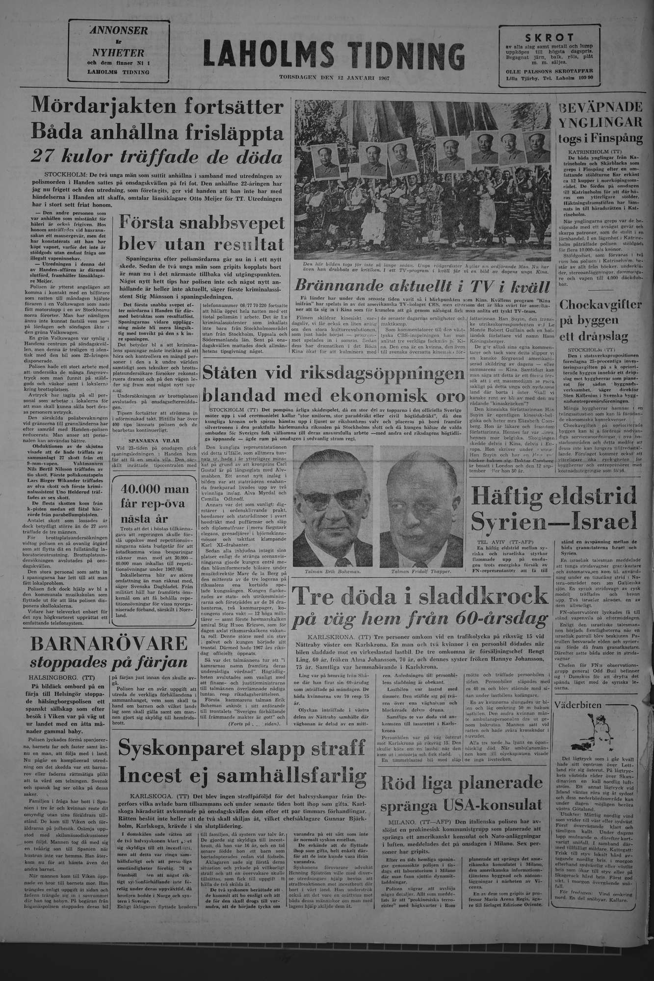 Laholms Tidning Torsdag 12 januari 1967, sida 8