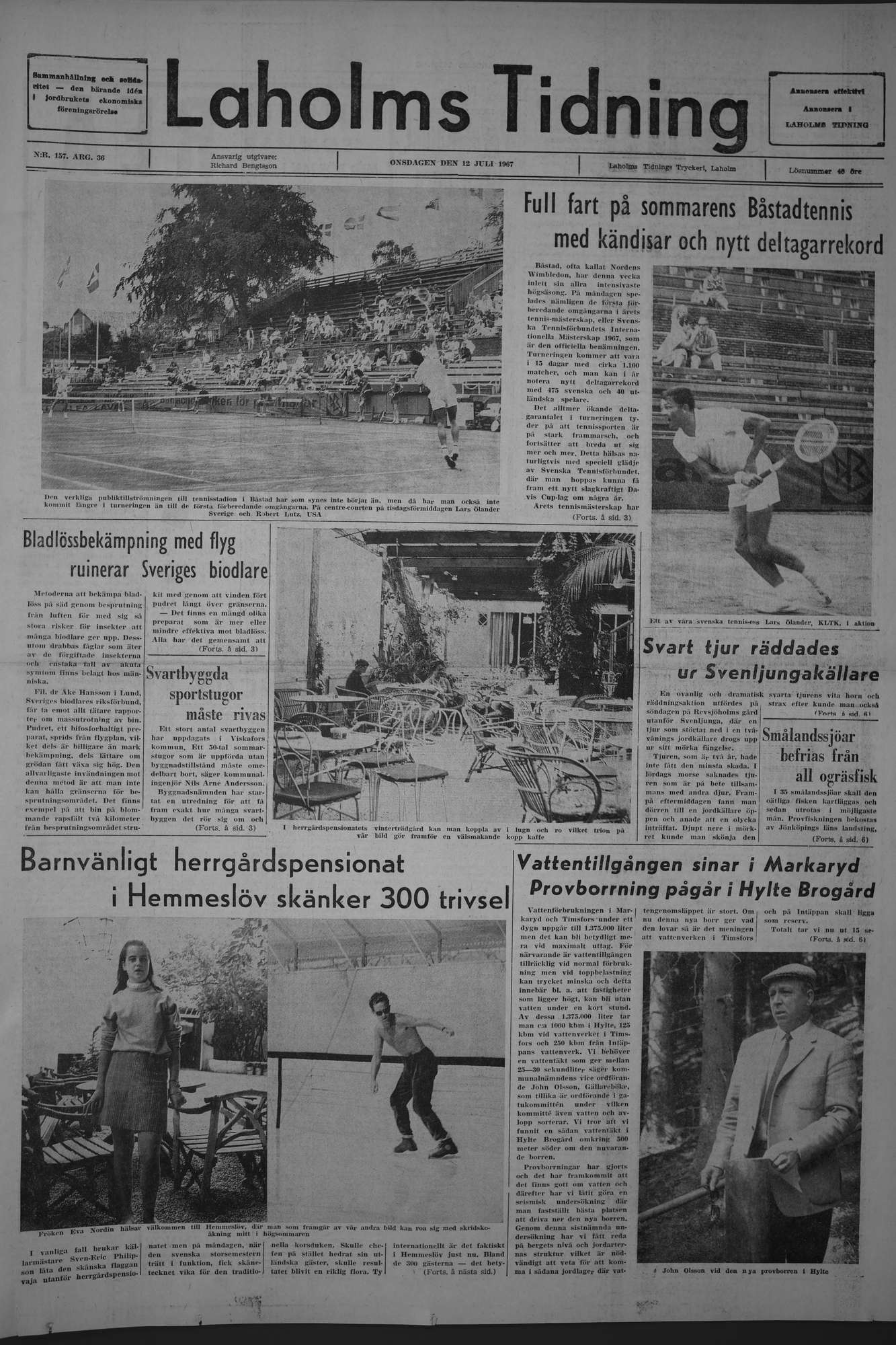 Laholms Tidning Onsdag 12 juli 1967, sida 1