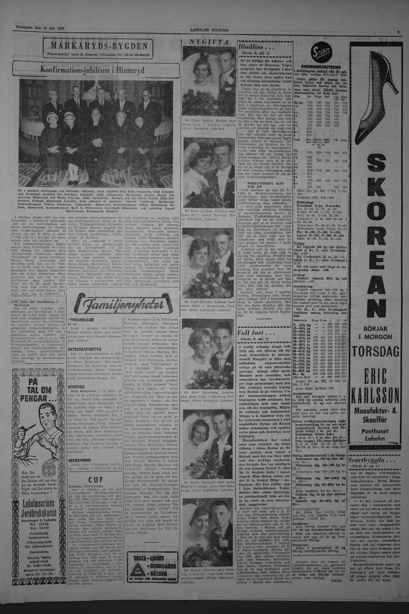 Laholms Tidning Onsdag 12 juli 1967, sida 3